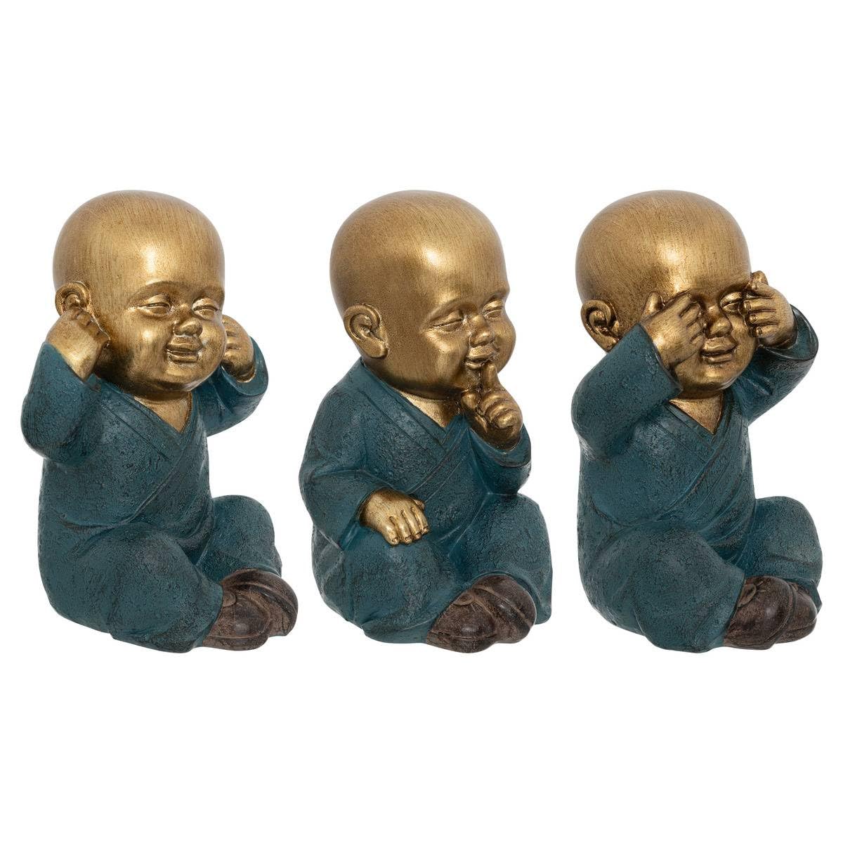 Set de 3 Statues Bouddha Sagesse H 21 cm - Atmosphera