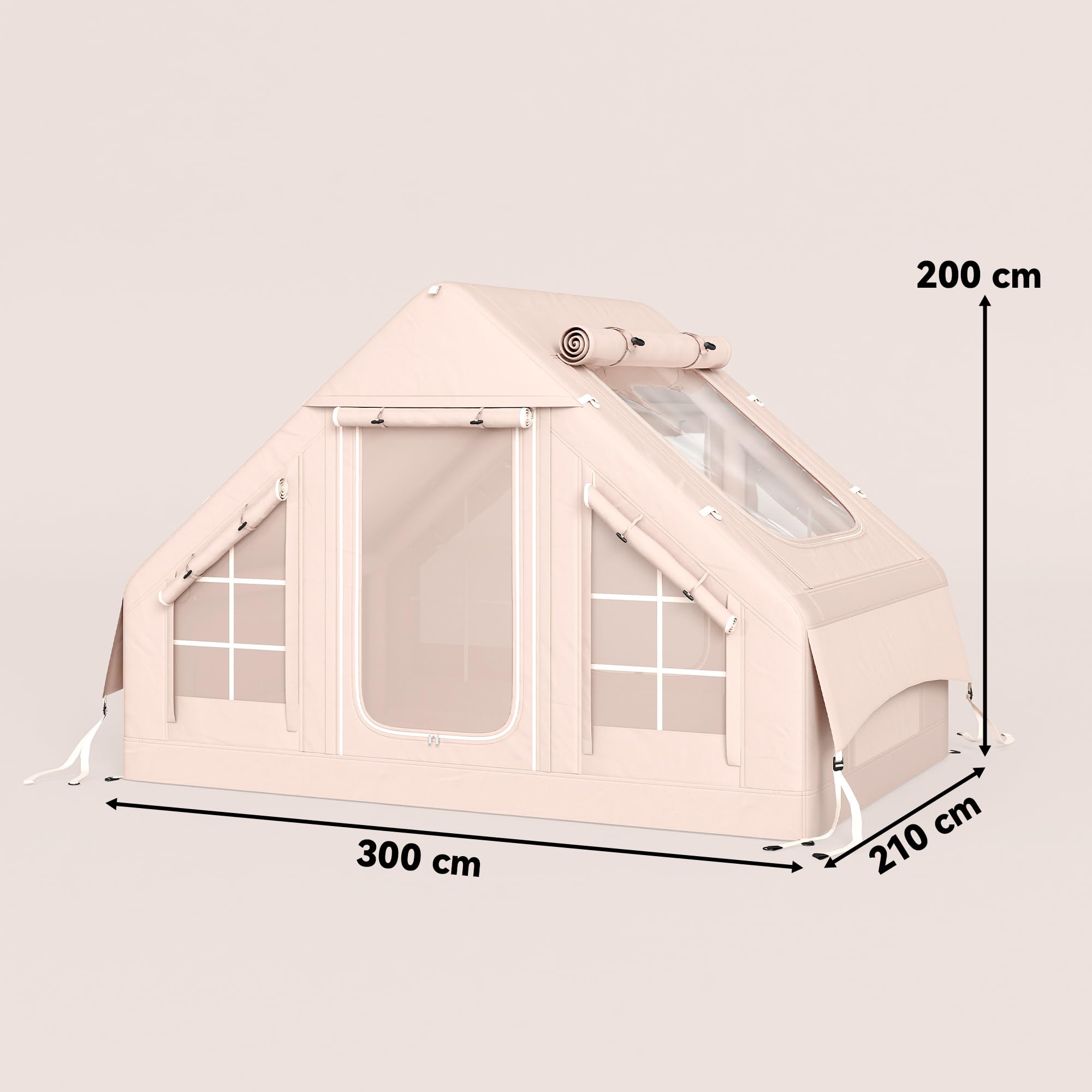 Outsunny Tienda de Campaña Inflable Glamping para 5–8 Personas con Apertura de Chimenea y Claraboya Bomba UPF30+ Bolsa para 4 Estaciones Instantáneo Resistente al Viento Tela Oxford Impermeable 5000+