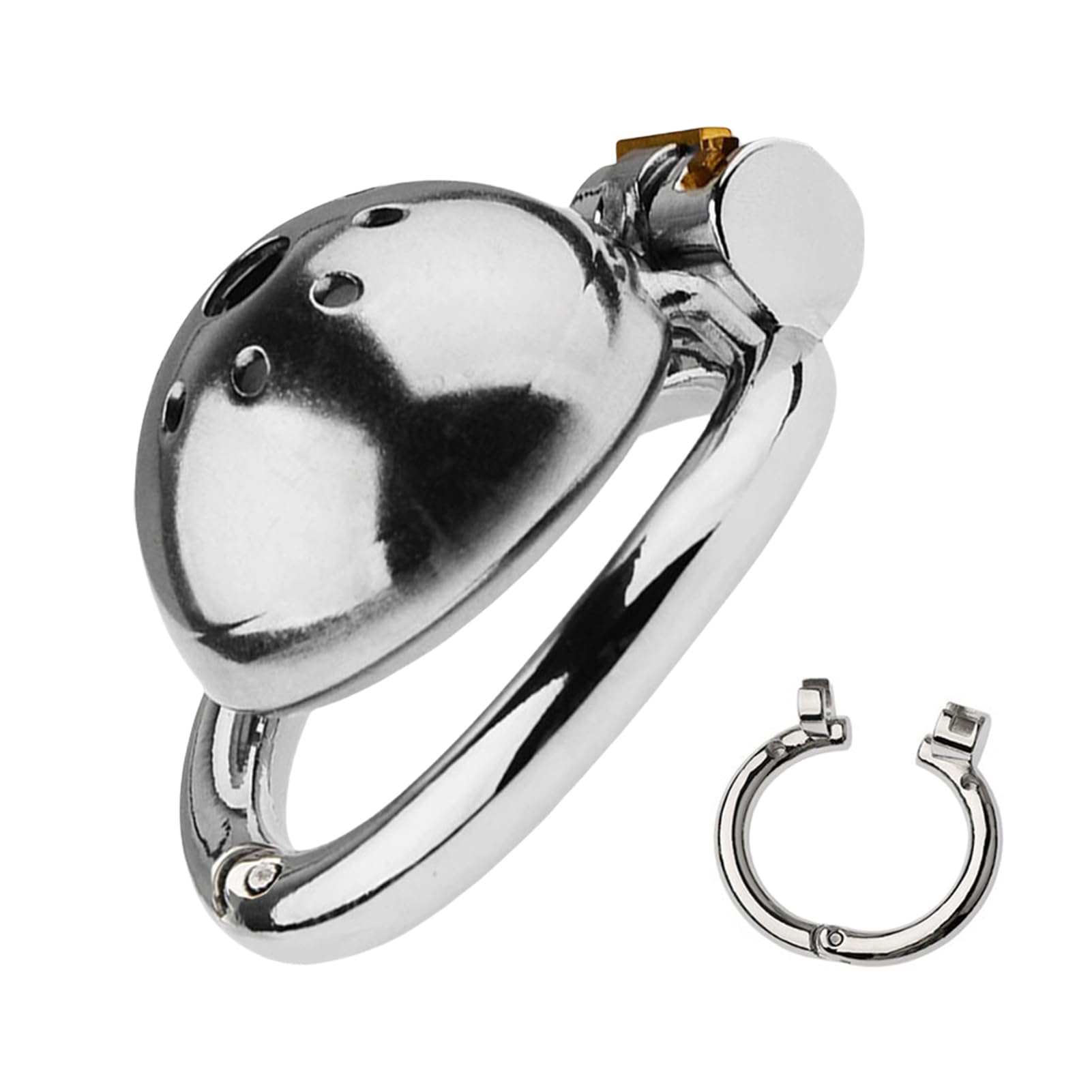 Juguete sexual ventilado jaula de castidad con mosquetones de 50mm de apertura y cierre Jaula de castidad con cerradura invisible para hombres Bondage pene y restricción (Short ghost head)