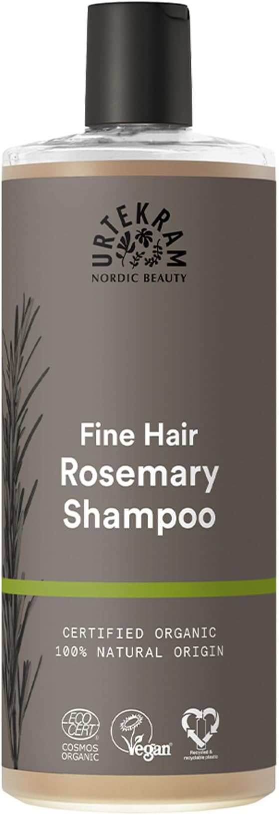 Urtekram Rosemary Shampoo for Fine Hair - Certified Organic Shampoo Vegan, Nourishing & Strengthening Formula, Aloe Vera & Glycerine for Healthy Hair & Volume, 500 ml (Pack of 1)