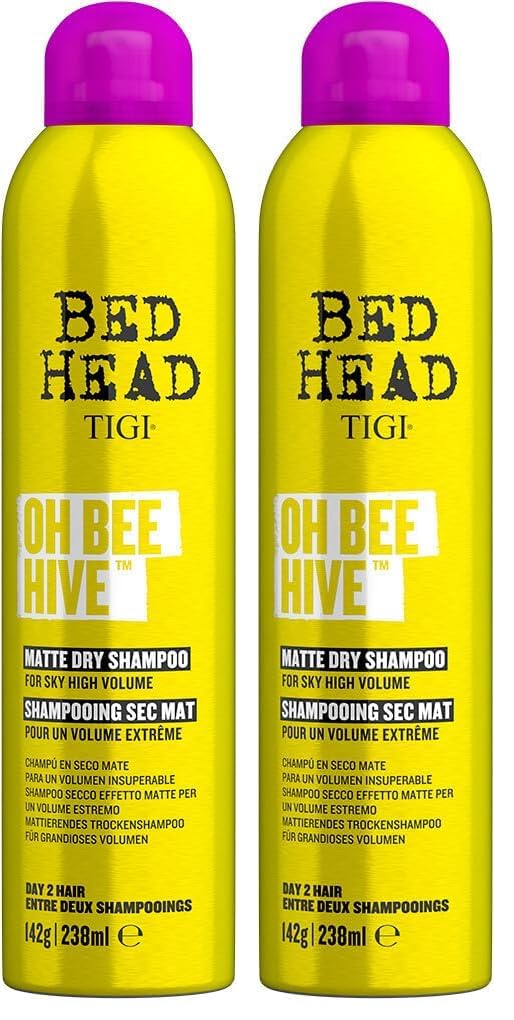 Bed Head by TIGI Oh Bee Hive Dry Shampoo Multipack – 2-Pack Lightweight, Oil & Grease Absorbing Hair Refresh, Instant Clean Without Washing, Add Volume, Texture and Refreshes Style with Matte Finish