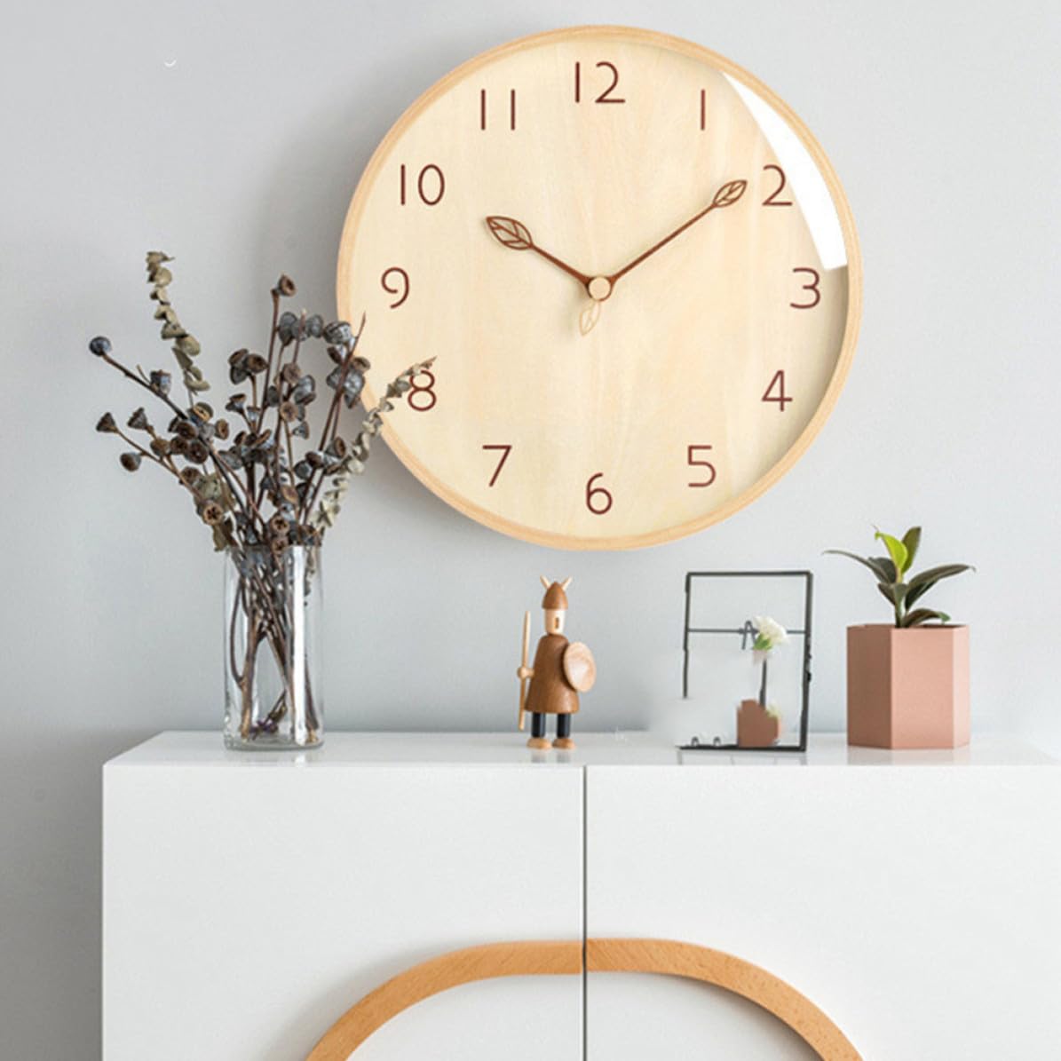 Reloj Decorativo Fácil de Colgar de Madera de Pared Diseño de Rama y Movimiento Silencioso para Sala de Estar o Hotel Moderno