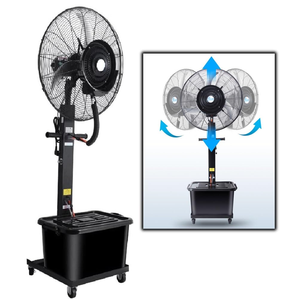 3-Speed Standing Misting Fan Floor Fan With 90° Oscillation, 26in/29.5in Water Tank Air Flow Fan Mist Fan, 320W/380W Spray Fan For Industrial Commercial Jobsite Gym (Size : 75cm/380W)