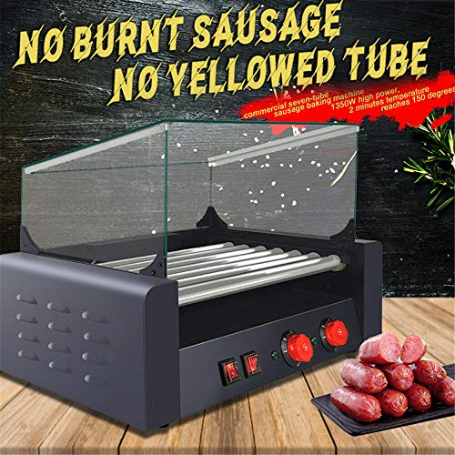 image for YiiYYaa Electric 18 Hot Dog 7 Roller Grill Cooker Machine with Cover 1