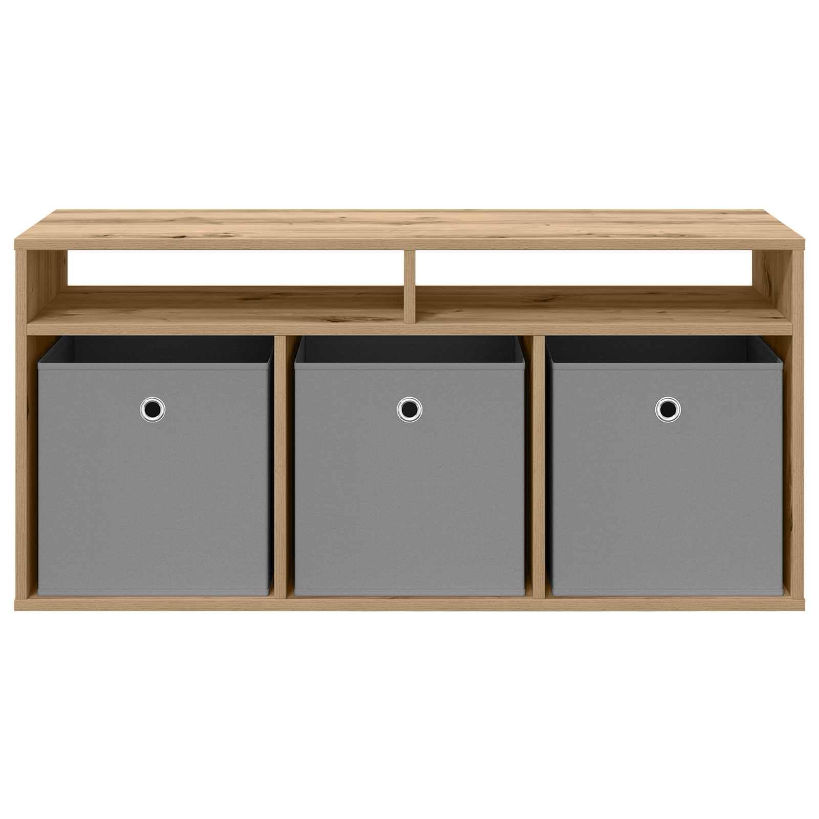 Lowboard 102 x 32 x 48,5 cm, dąb Artisan, nowoczesny mebel TV z dużą ilością miejsca do przechowywania, zarządzaniem kablami i 3 szufladami do salonu, kina domowego, konsoli medialnej