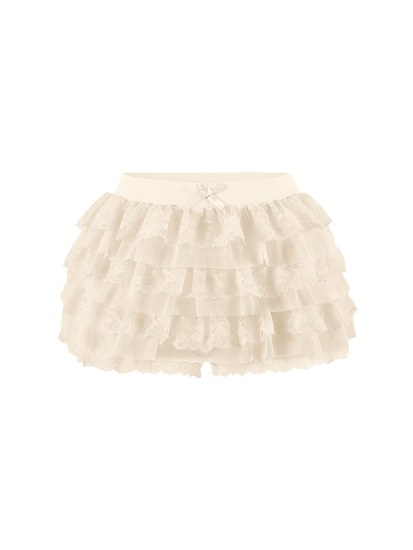 Women Y2K Lace Multi-Layered Bloomers Lolita Ruffle Shorts Cute Mini Skirt