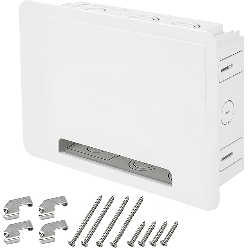 9" in-Wall Recessed TV Media Outlet Box – Cable Management Enclosure and Storage Box for Wall-Mounted TVs, Compatible with Roku & Samsung One Connect Mini – for Network, HDMI, and Power Cables