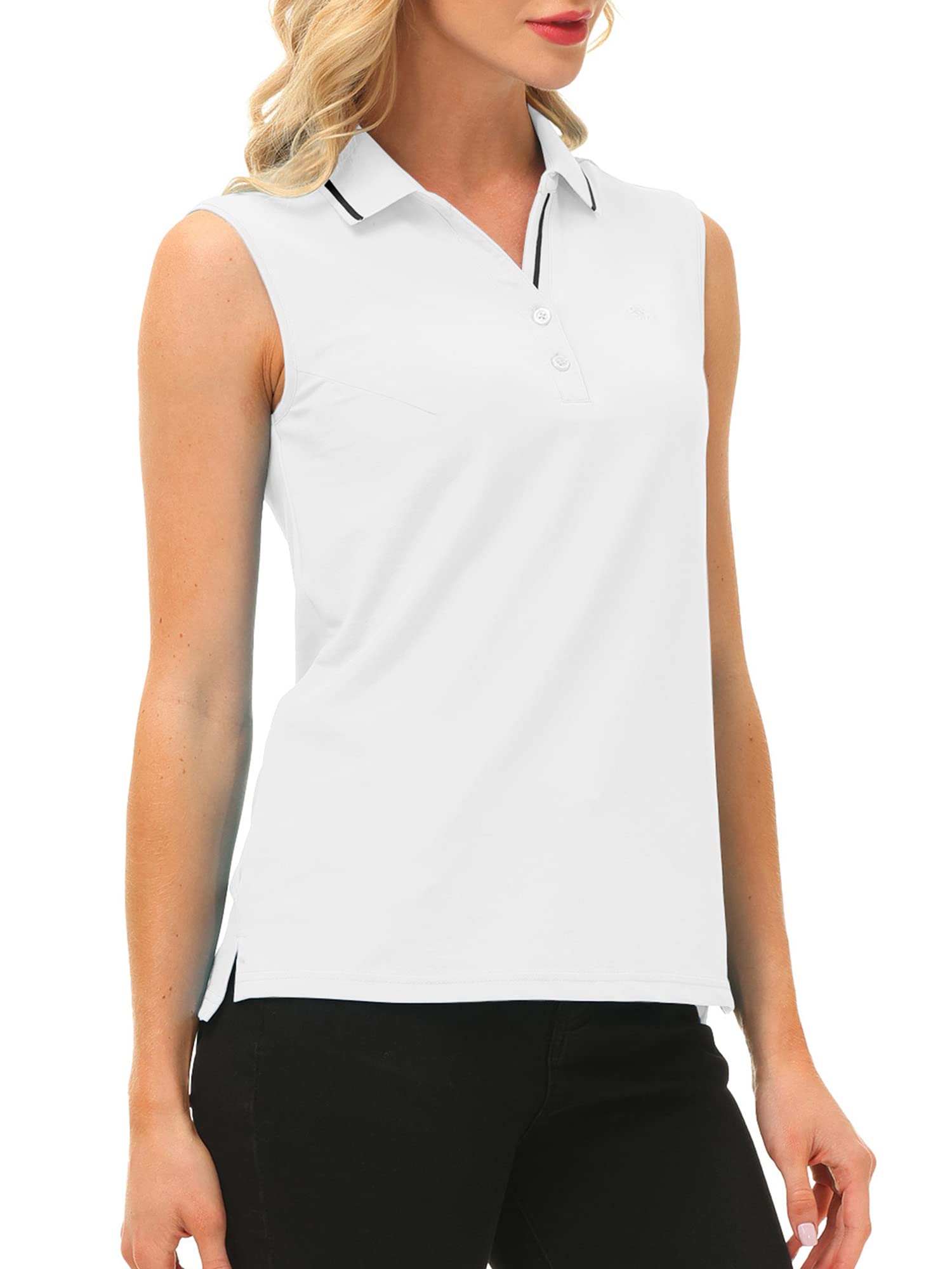 MoFiz Polo Femme sans Manches Travail Sport Shirt d'été Respirant Tennis Golf Tops