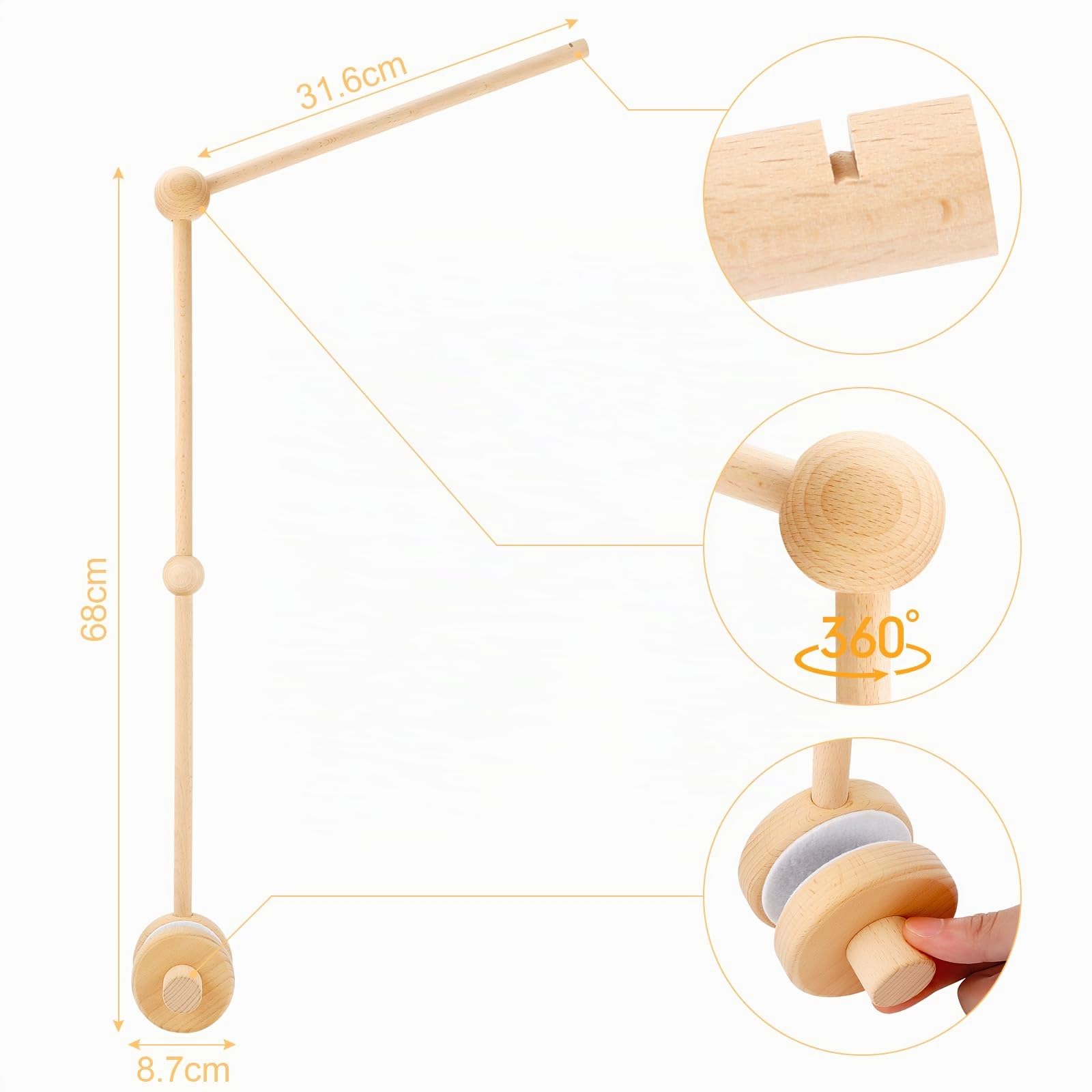 Litimkat Soporte Móvil de Madera para Bebé, soporte móvil para bebé de altura ajustable, hecho de madera, adecuado para cunas y cambiadores