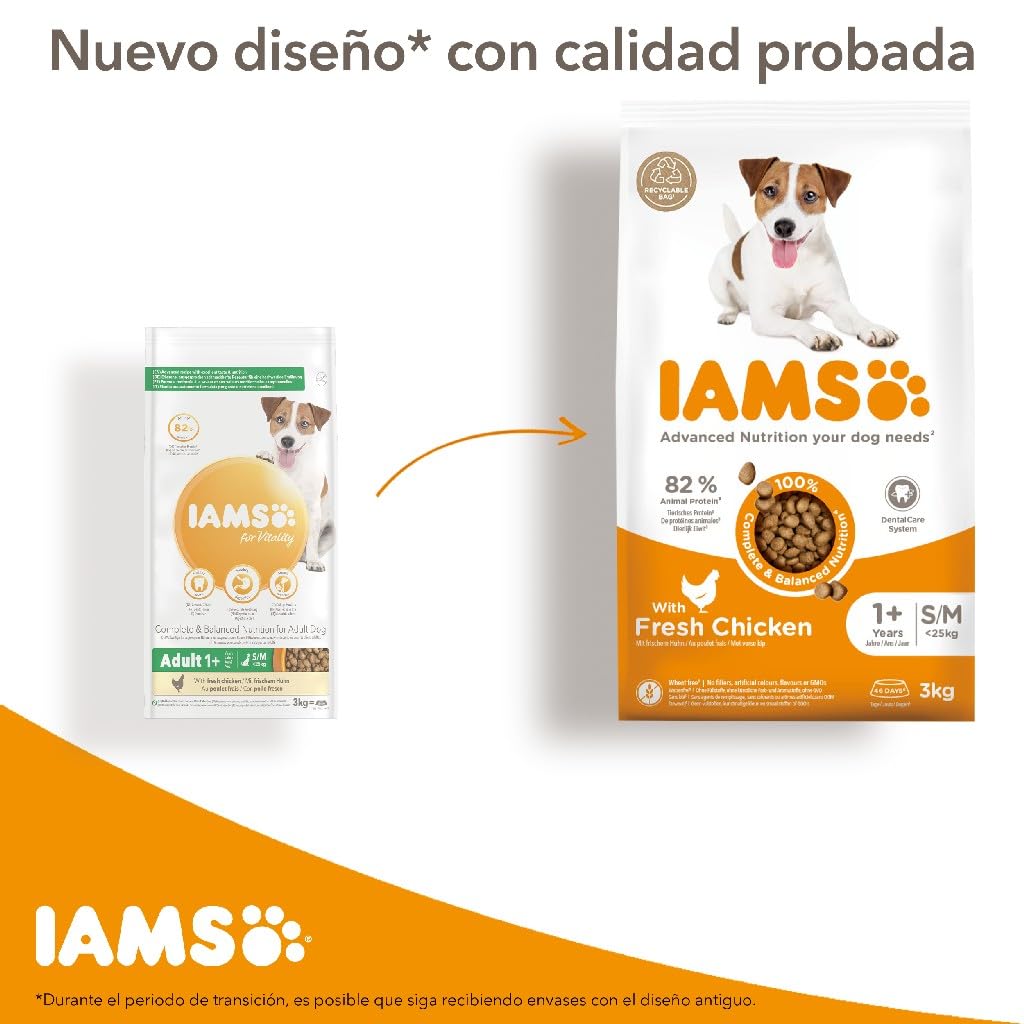 IAMS Alimento Seco para Perros Senior de Razas Grandes, Pollo, 12kg | Alimento seco | para perros mayores | a partir de 7 años | para razas grandes