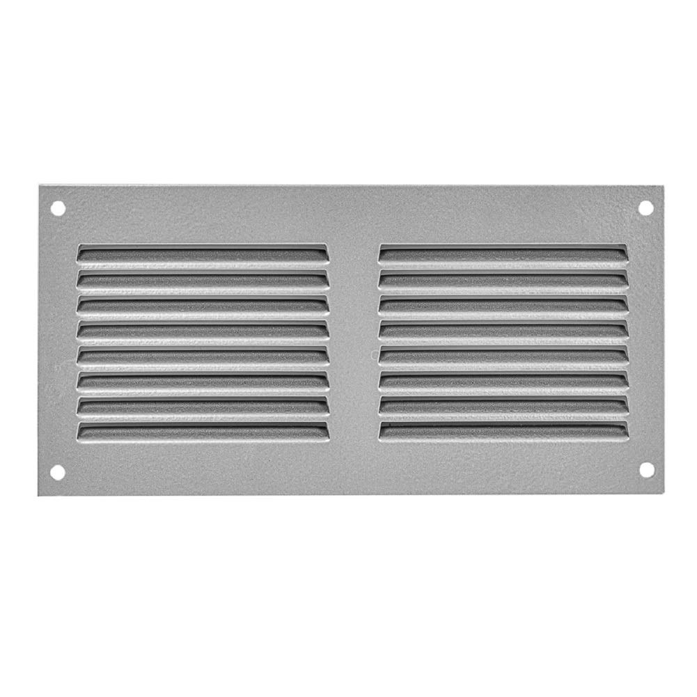 Europlast Grey 200X100mm / 8X4" Inch Metal Air Vent Grille Cover With Insect Mesh - Ventilation Cover