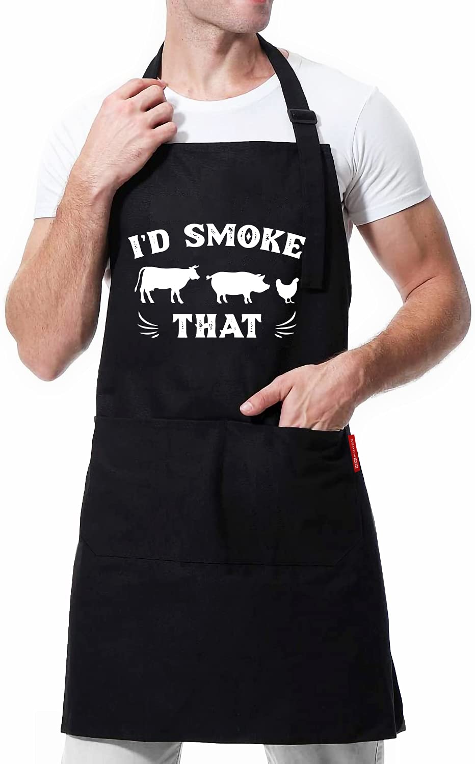 Delantal de barbacoa con texto en inglés I'd Smoke That Barbecue Grilling BBQ Ahumador Regalo para papá
