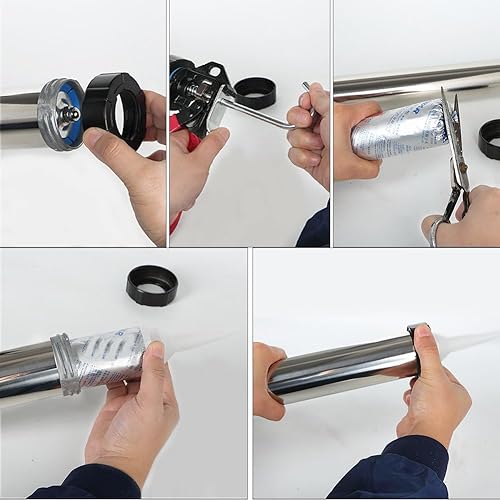 Miniatura 5 de Pistola de calafateo pistola de salchichas Pistola de calafateo de salchichas, 20 onzas, barril de acero inoxidable de accionamiento 121, ahorro de