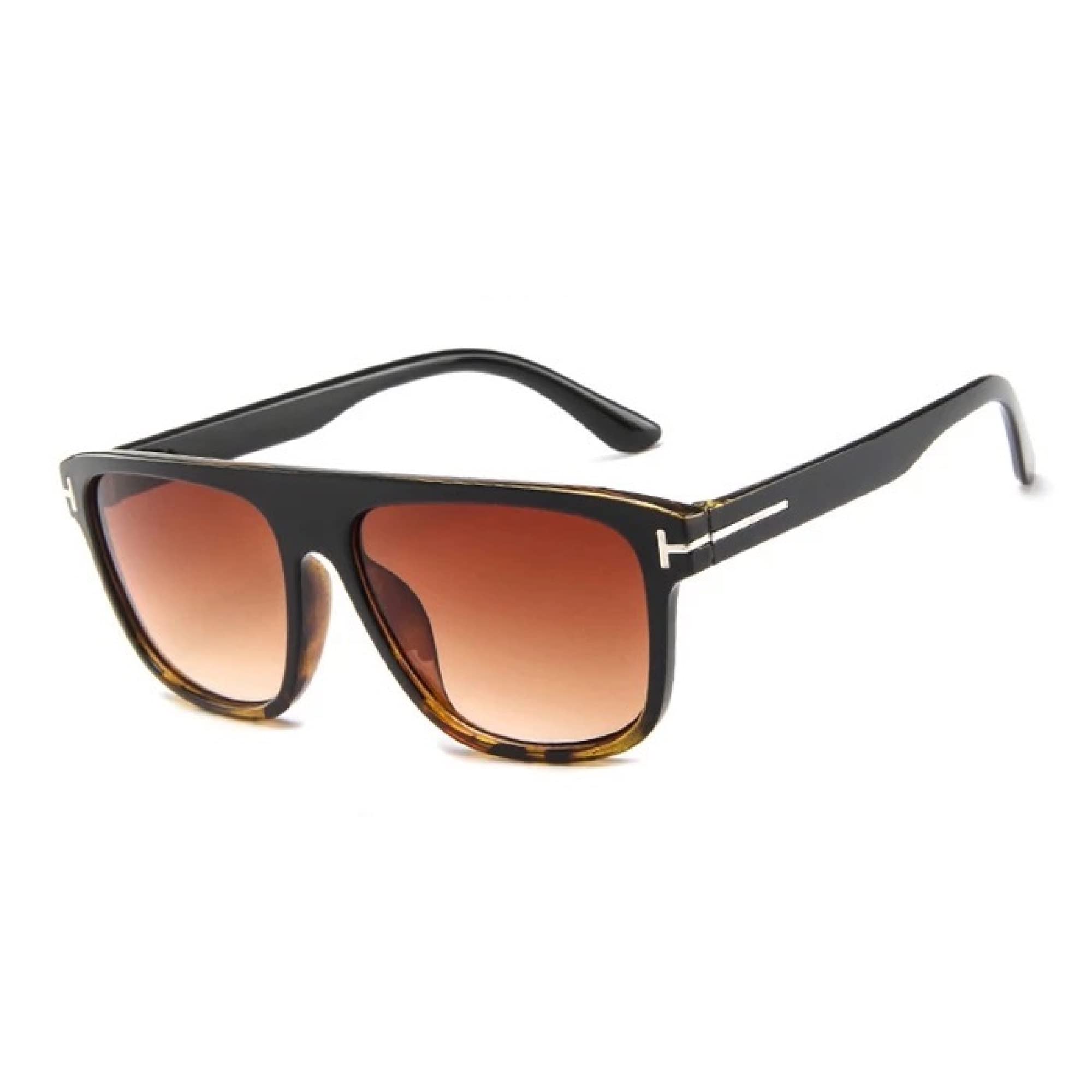 AUGEN Retro Vintage Rectangular Abstract Unisex Sunglasses UV400 Protected Medium Size Brown 132