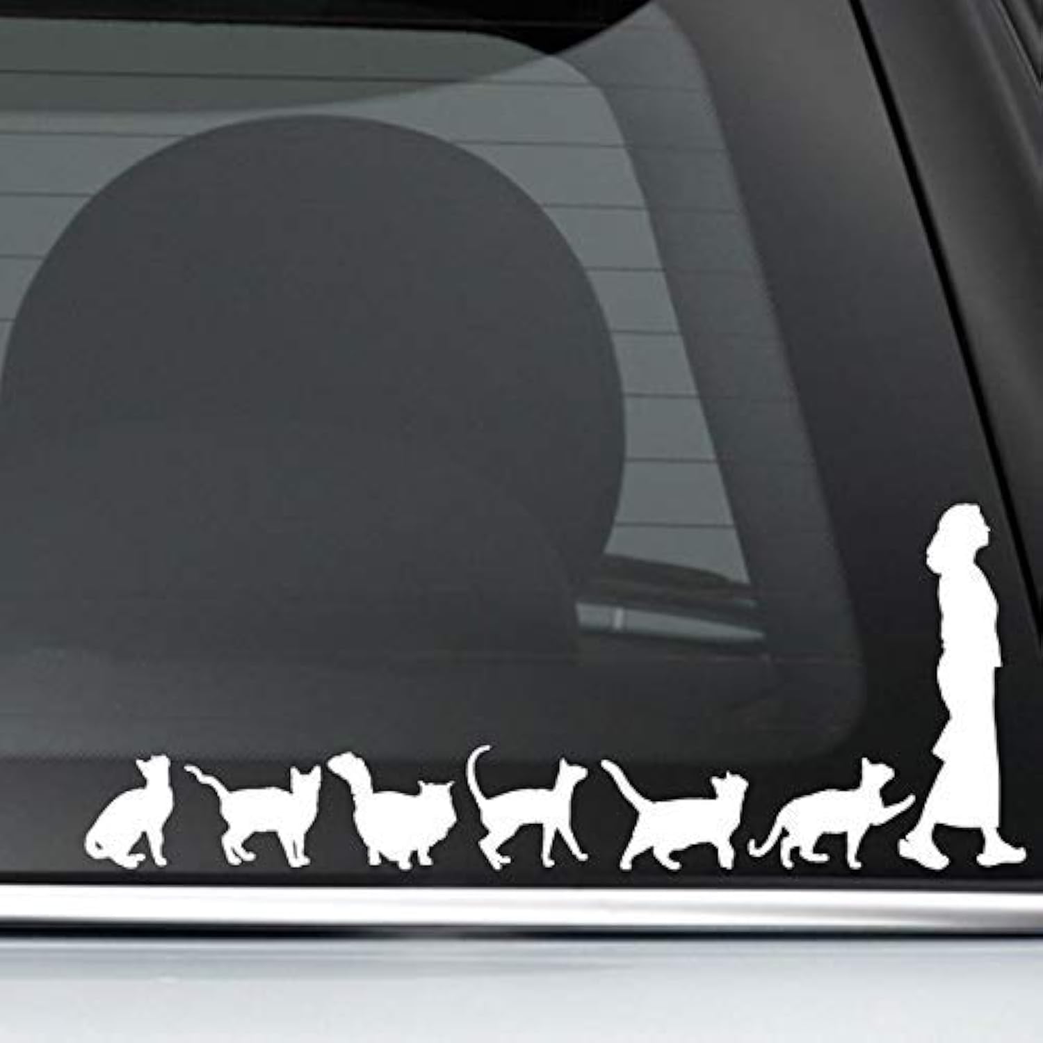 MAF - CAT Lady Cats Follow Woman White 5" Art Vinyl Decal Sticker for Car Laptops Walls Windows Toolbox Gift-image-21