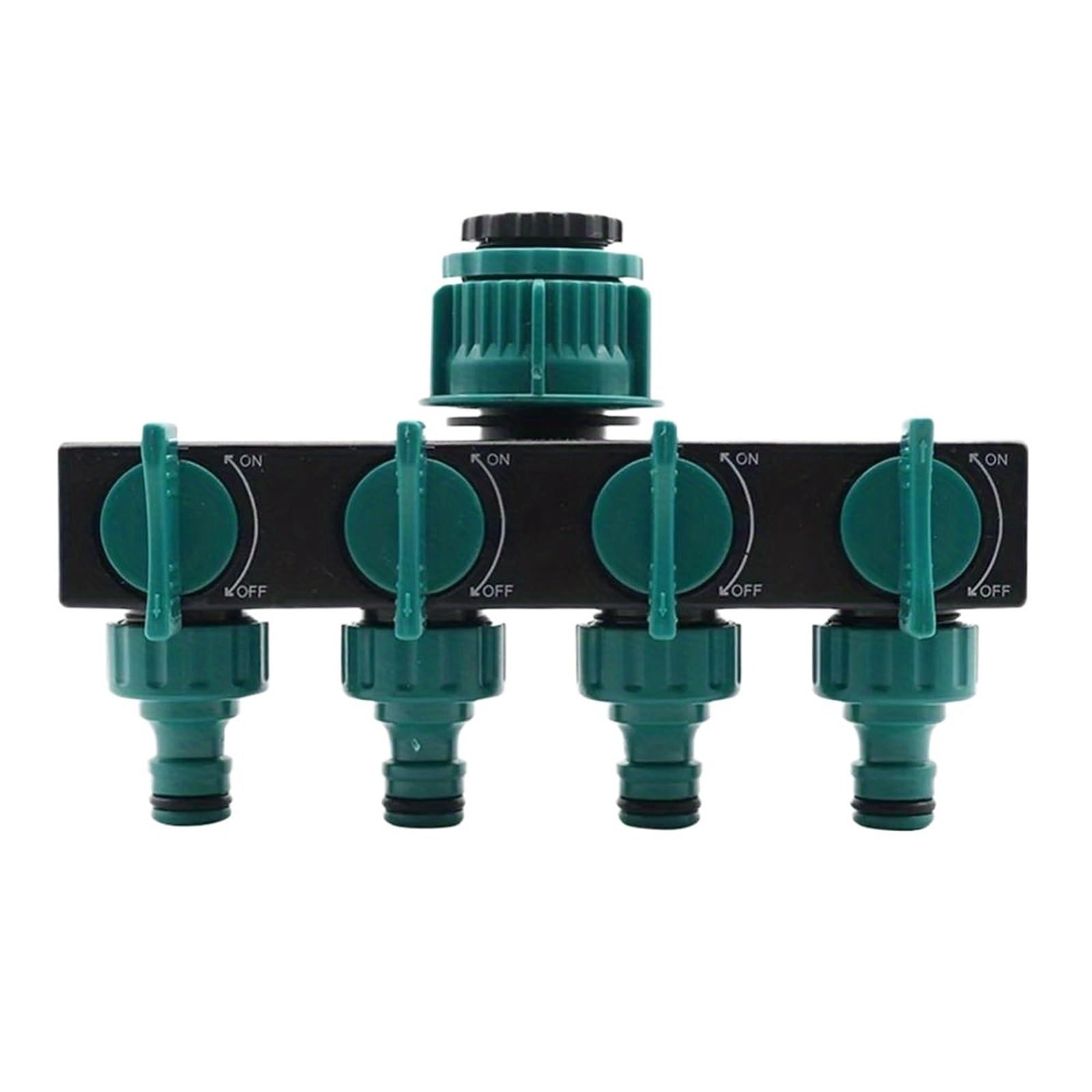 Séparateur de Tuyau d'arrosage à 4 Voies, 2 pièces, Filetage 1 Pouce 3/4 1/2, connecteur d'irrigation en Plastique ABS pour la Cour(Green Black)