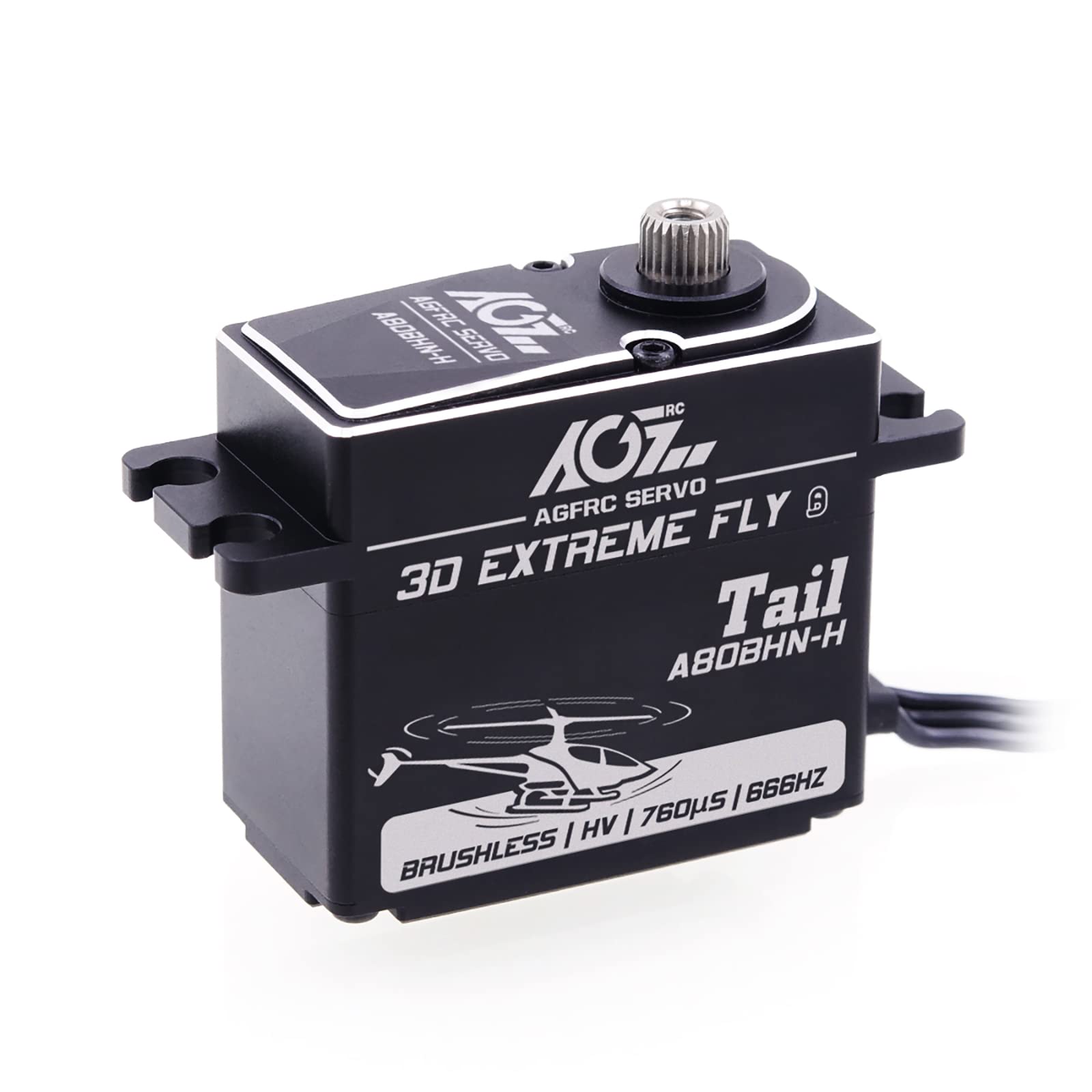 AGFRC High-Speed Helicopter Tail RC-Servo-Motor - 0.055Sec HV Full Metal Gear Programmable Brushless Servo for 450-700 Class RC Helicopters (A80BHN-H)