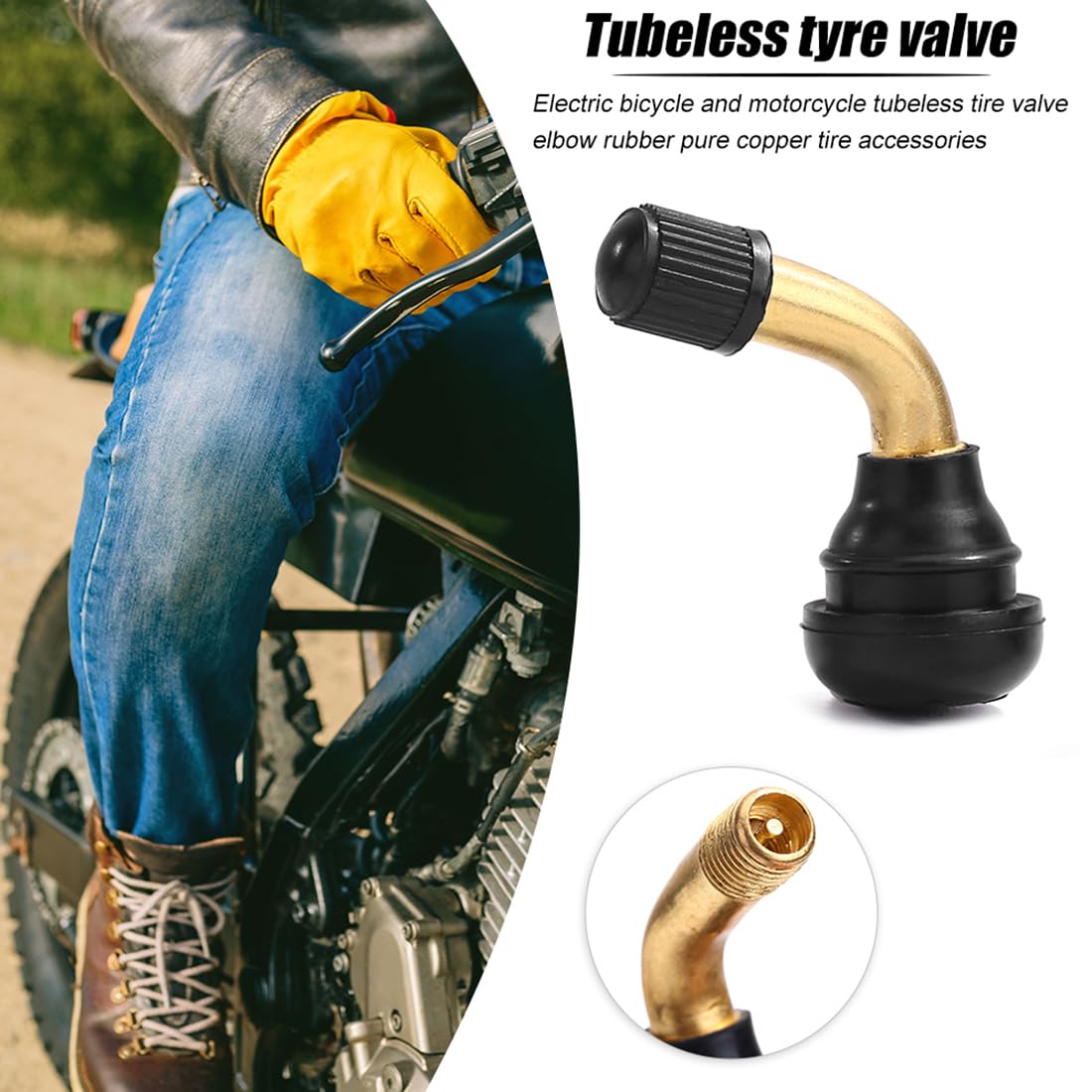 4 Valvole Per Pneumatici Tubeless In Ottone A 90° – Base 19 Mm, Diametro Installazione 15 Mm, Lunghezza 48 Mm, Nere