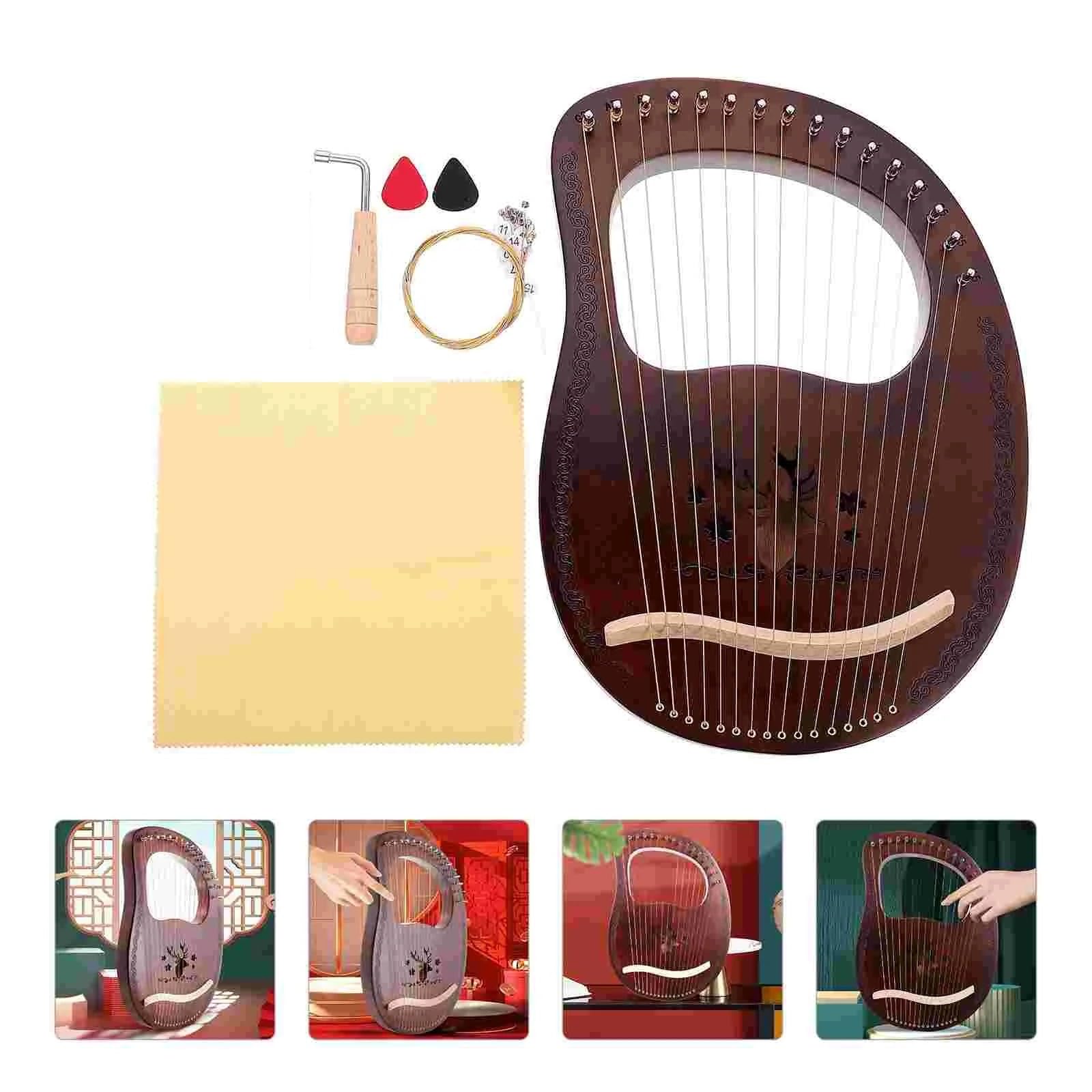 Lyre Harp 1 Set Kinder Retro 16-Ton Leier Harfe Holz Leier Harfe String Instrument Musik Instrumente