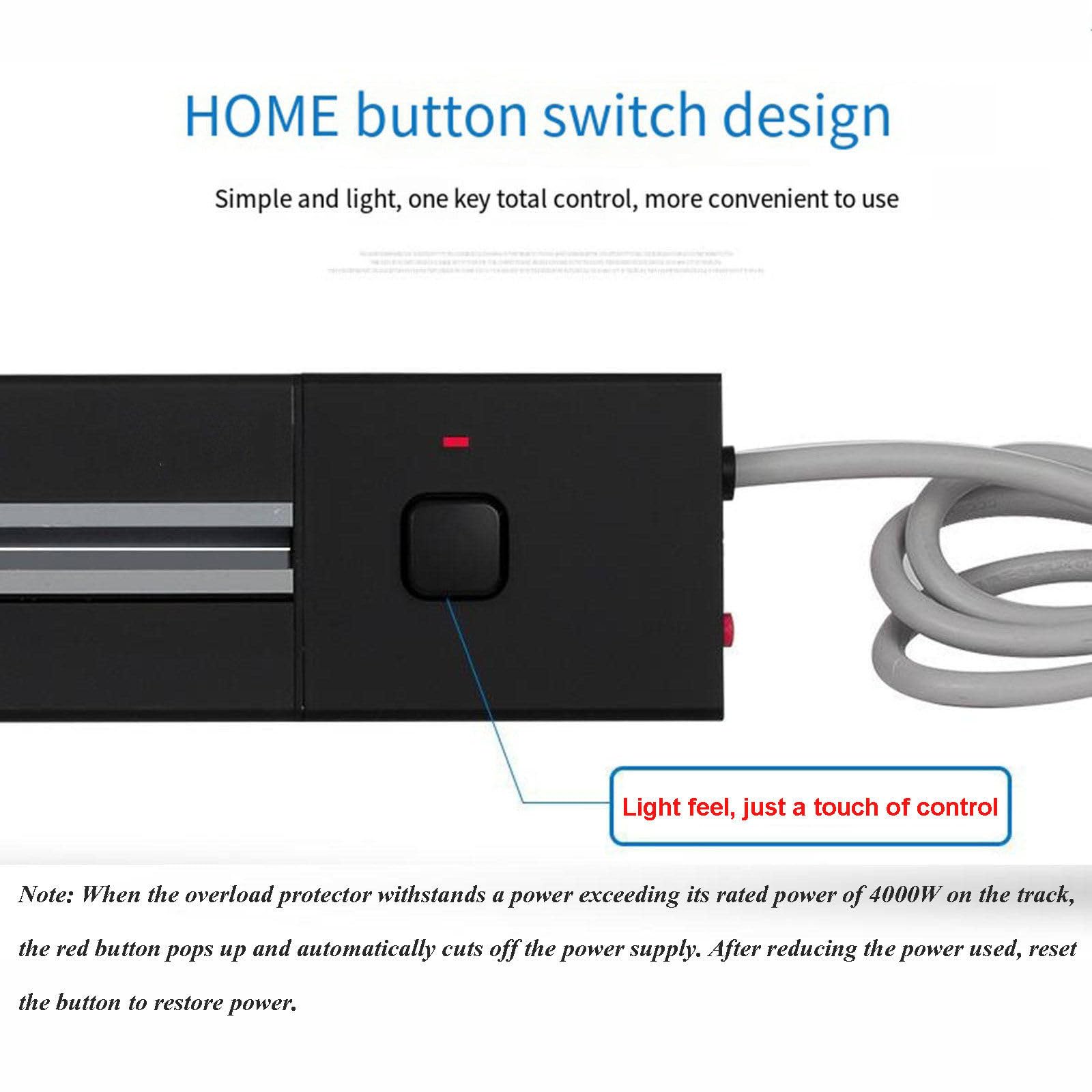 Abnehmbare Steckdose, Wandmontierte Steckdosenleiste mit U-förmigem Stecker, Kraftwerk für den Heimwerkstatt-Schlafsaal, Mehrfachstecker-Wandsteckdose,Black-120cm