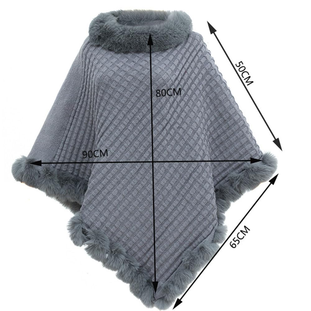 Suéteres de Piel abrigados de Cinco Puntas para Mujer, Poncho Tipo Chal Liso para otoño e Invierno.