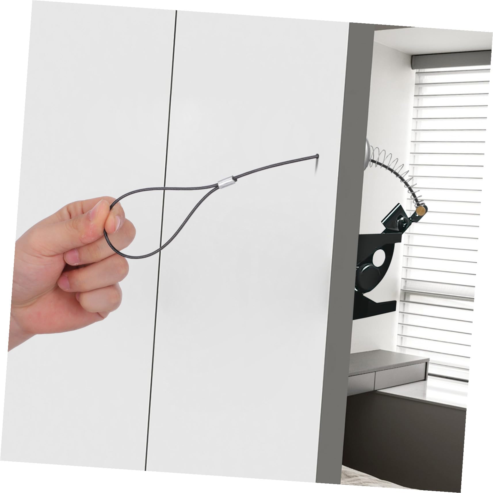 Pestillo de Puerta Cable y Resorte para Puertas Metálicas, Operación Mano, Material Acero Inoxidable y Pvc, 2 Juegos para Apertura y Cierre