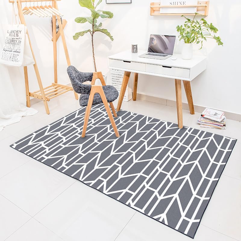 XiangbinzacLiving Room Rug,Area Rugs for Bedroom Anti Slip Large Area Carpet,Hallway Kitchen Extra Large Size Short Pile Geometric Lines Gray, 200 x 290 cm