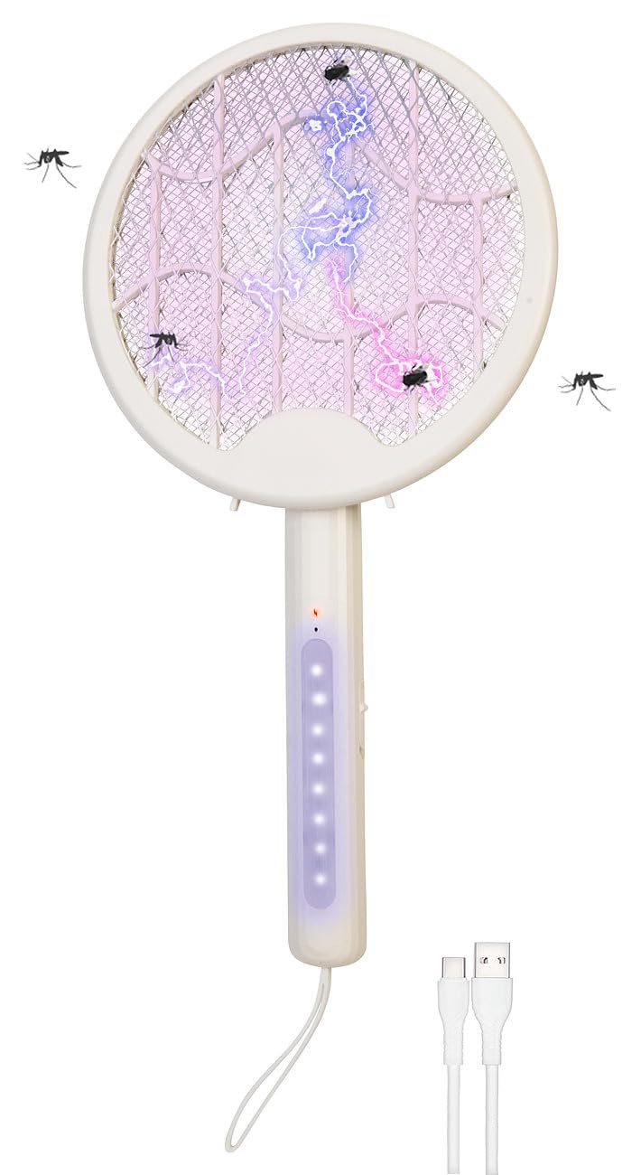 infactory Fliegen-Klatschen: 4er 2in1-Akku-Insektenvernichter & Fliegenklatsche mit UV-LEDs (Fliegenklatsche nmit UV Licht, Anti-Mücken-Lampen, Motten)