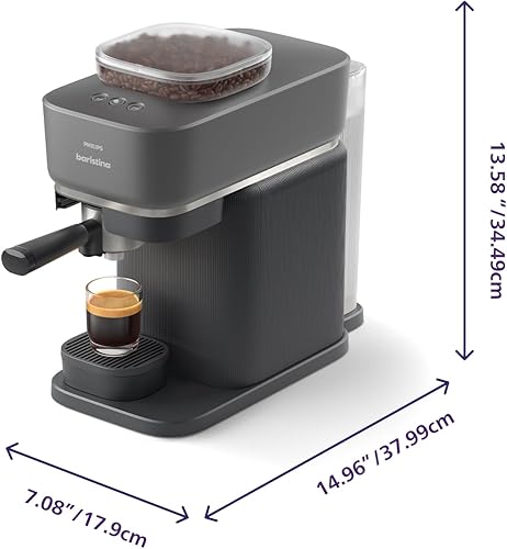 Miniatura 12 de Philips Baristina - Máquina de café expreso, moliendo, tamp y prepara granos de café en una sola pasada, compacta, presión de bomba de 16 bares,
