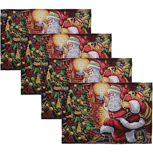 ABC Santa Christmas Holiday Tapestry Placemats Set of 4