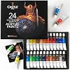 Castle Art Supplies 24 x 12ml Acrylic Paints Tubes Set for Adults Artists Beginners | A Perfect Mix of Quality and Versatility - Vivid Colours - Easy to Blend and Good Coverage on Paper Canvas Wood or Fabric
