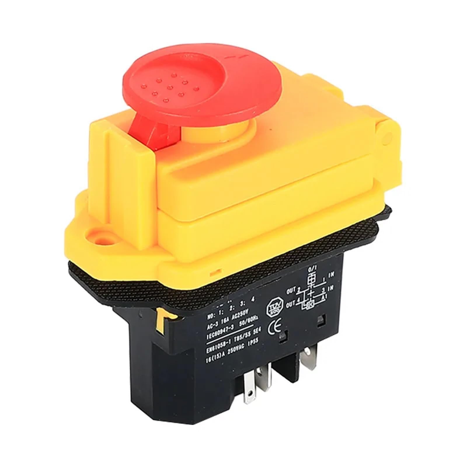 WQGQPXOB AC 250V 6A Waterproof Electromagnetic Pushbutton Machine Saw Cutter Drill On Off DZ04 DZ05 DZ-6 Solenoid Switch(AL121808F-RGY)