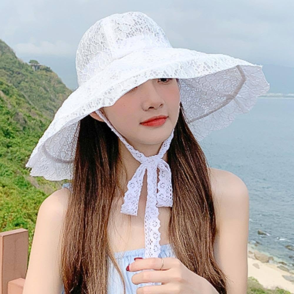 Amazon.co.jp: 麦わら帽子 帽子 ホワイト 白 レース 女性