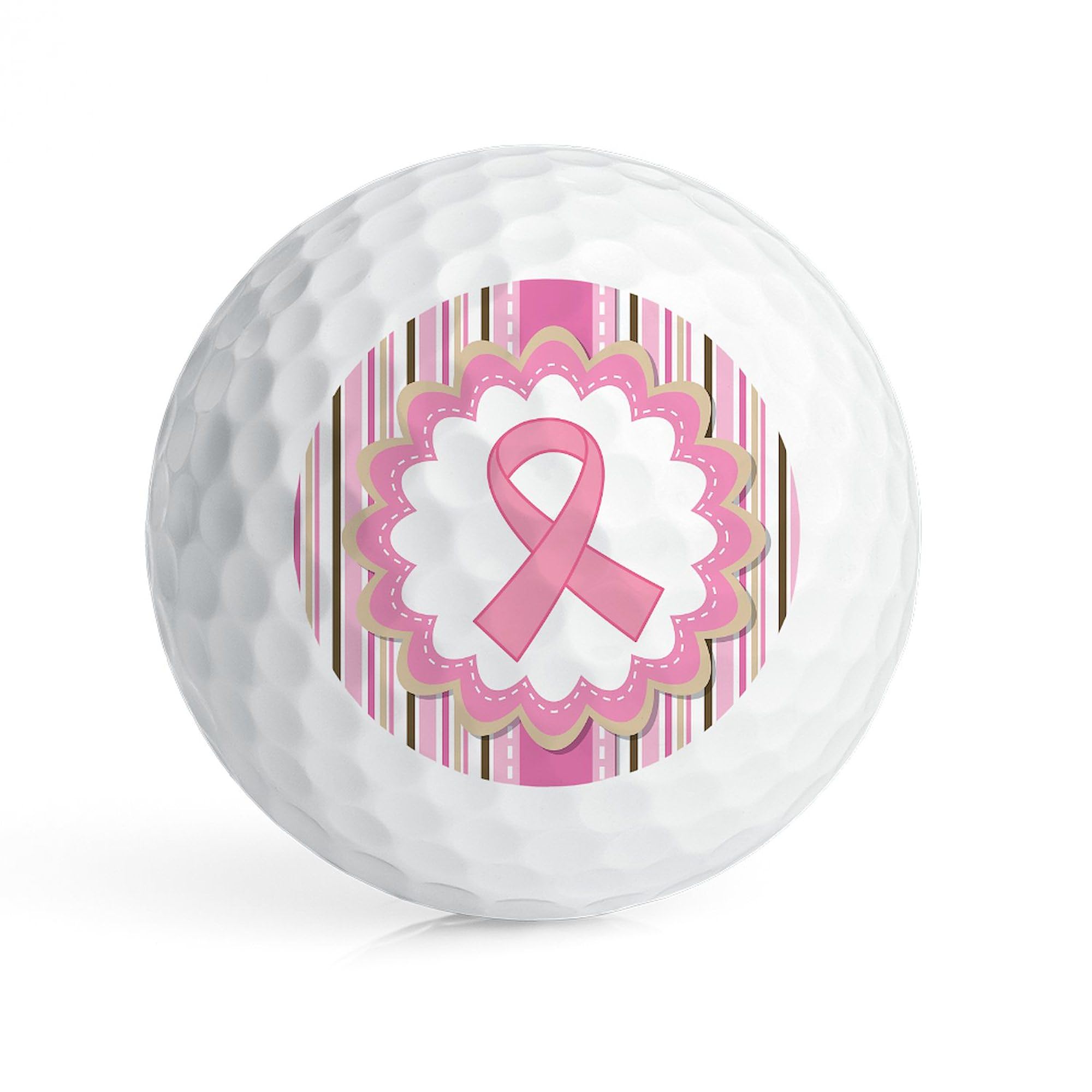 CafePress Breast Cancer Pink Striped Ribbon Golf Balls (Pk O Novelty Golf Balls (Pk of 12)