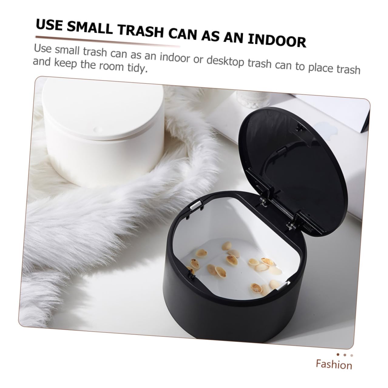 2pcs Mini Desktop Trash Can Set, Small Press-top Wastebaskets with Lid for Office and Home Desk Use, Black and White Compact Garbage Bins for Workspace Organization