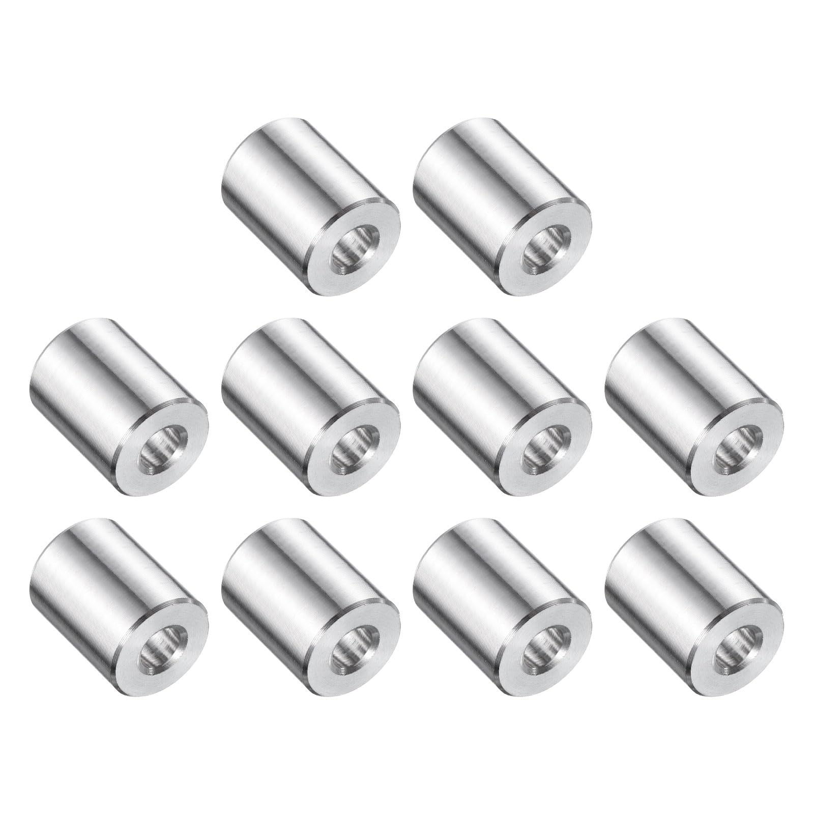 uxcell 10 Pcs Stainless Steel Spacer 1/4" Bore x 5/8" OD x 3/4" Length Screw Bushing Plain Finish Round Metal Spacer for 1/4" Screws Bolts and Rods