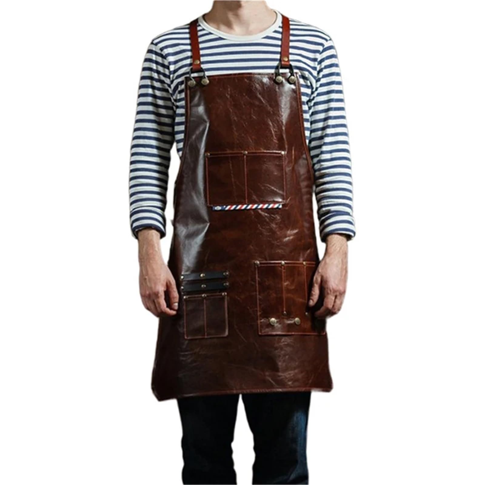 Delantales de Lona Correa trasera de cuero sintético for barista, camarero, pastelero, cafetería, bistró, barbacoa, parrilla, uniforme, florista, barbero