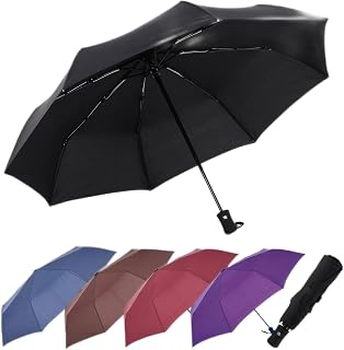 Umbrella Compact Travel Umbrellas Strong Durable Windproof 50+ UV Blocking Umbrella for Sun Rain Portable Umbrella, Auto Open/Close, Perfect Car Umbrella, Golf Umbrella, black