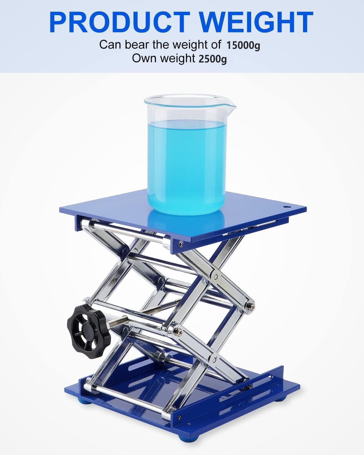 Lab Jack Stand, 8 x 8 Inch Aluminum Laboratory Scissors Jack Platform, Height Expandable Range 80mm-326mm, Load Capacity 15kg
