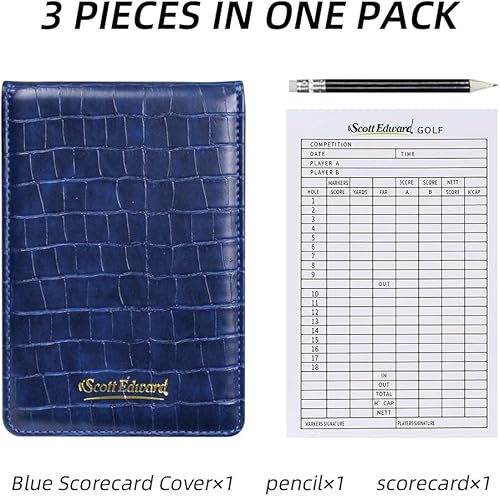 Miniatura 3 de Scott Edward Funda para tarjeta de puntuación de golf, soporte de cuero para tarjetas de puntuación, estadísticas y seguimiento de puntuaciones,