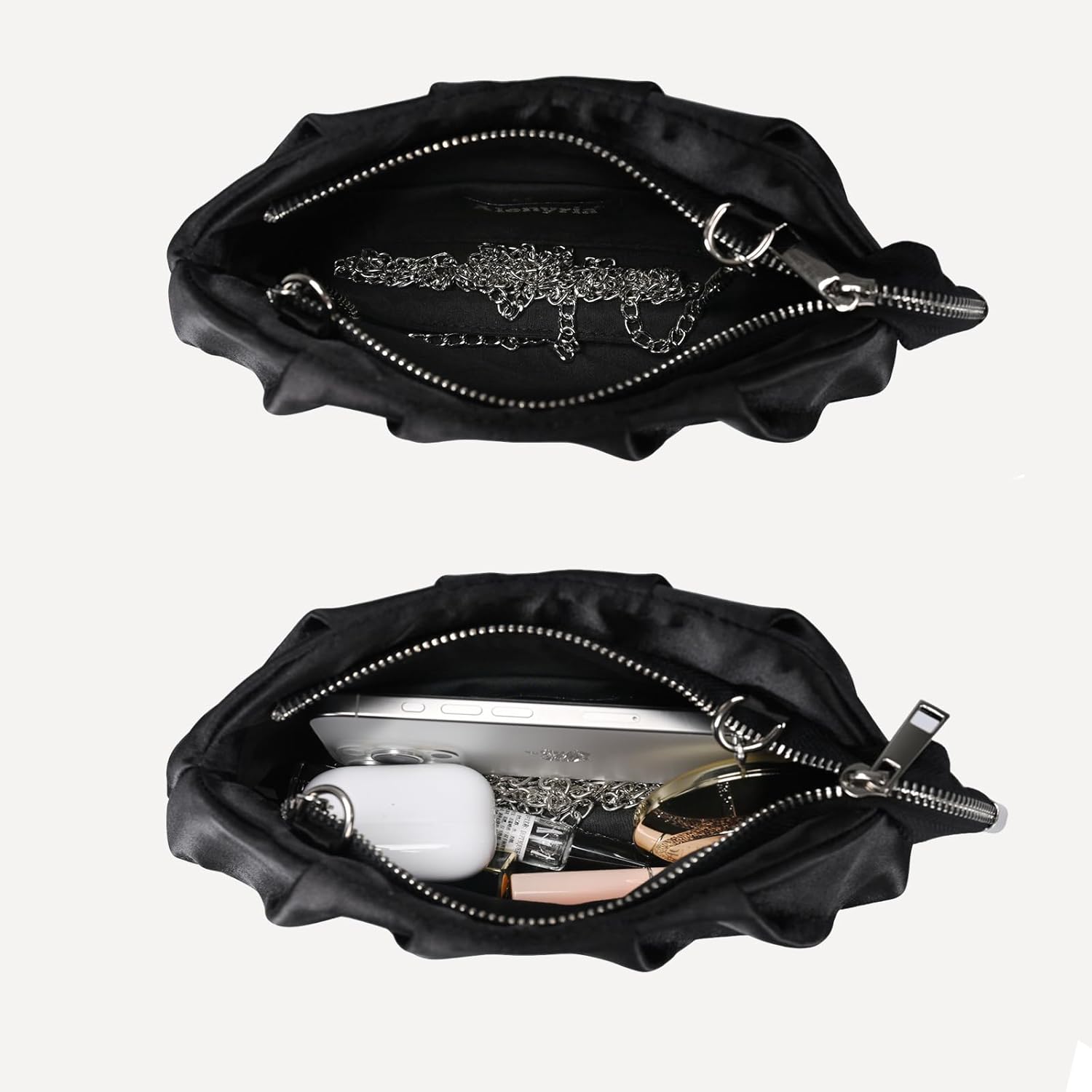 ALENYRIA Pleated Clutch Purse for Women Satin Formal Evening Bag Handbag for Wedding Prom Cocktail Party with Shoulder Strap - Image 5