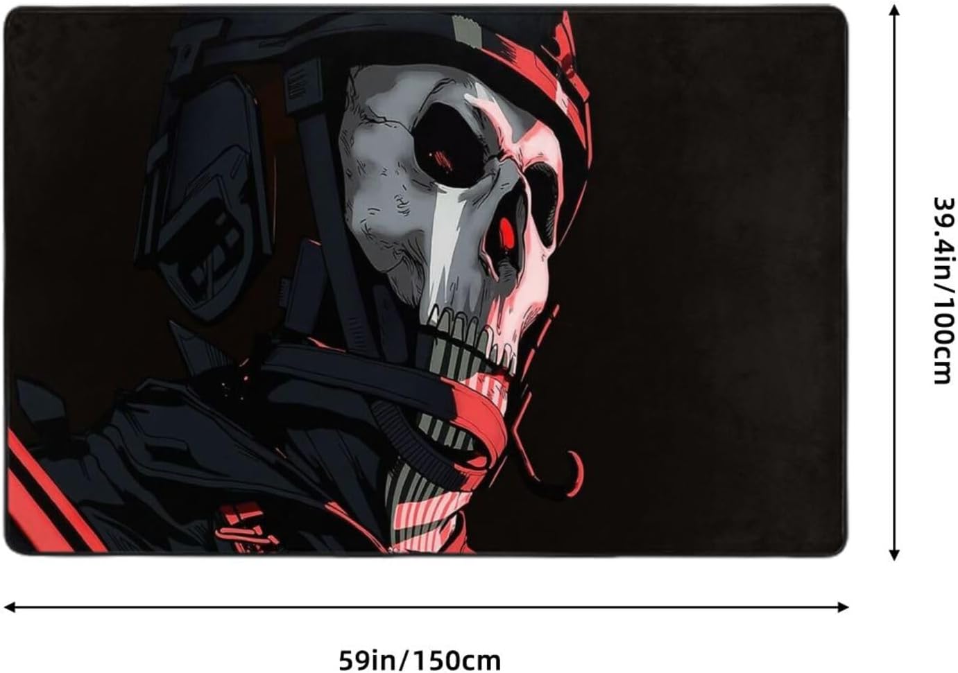 Skull Helmet Graphic Tee Area Rug Washable Outdoor Rugs Anti-Slip Soft Extra Thick Front Door Carpet Entryway Indoor Door Mat for Patio Farmhouse Kitchen Foyer 5'X 3'