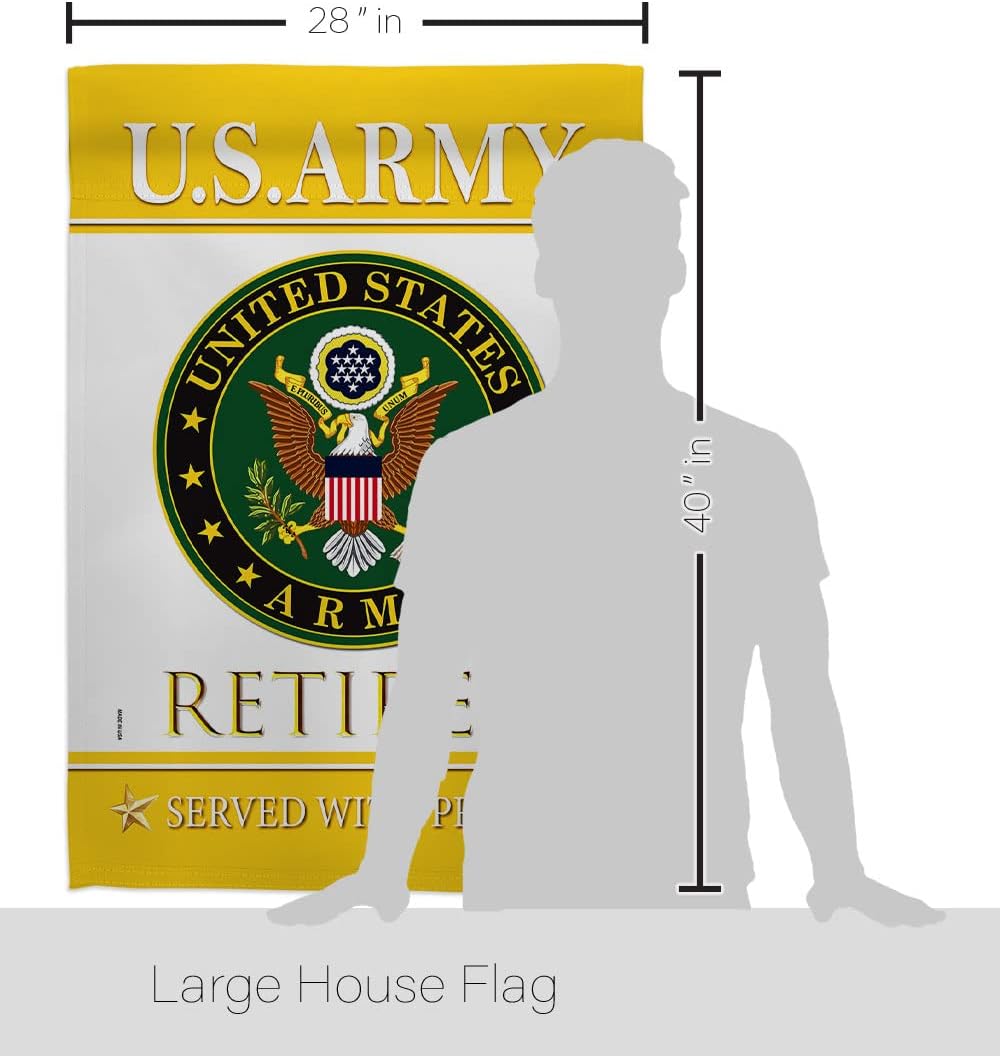 Breeze Decor US Army Retired House Flag - Armed Forces Rangers United State American Military Veteran Retire Official - Decoration Banner Small Garden Yard Gift Double-Sided Made in USA 28 X 40