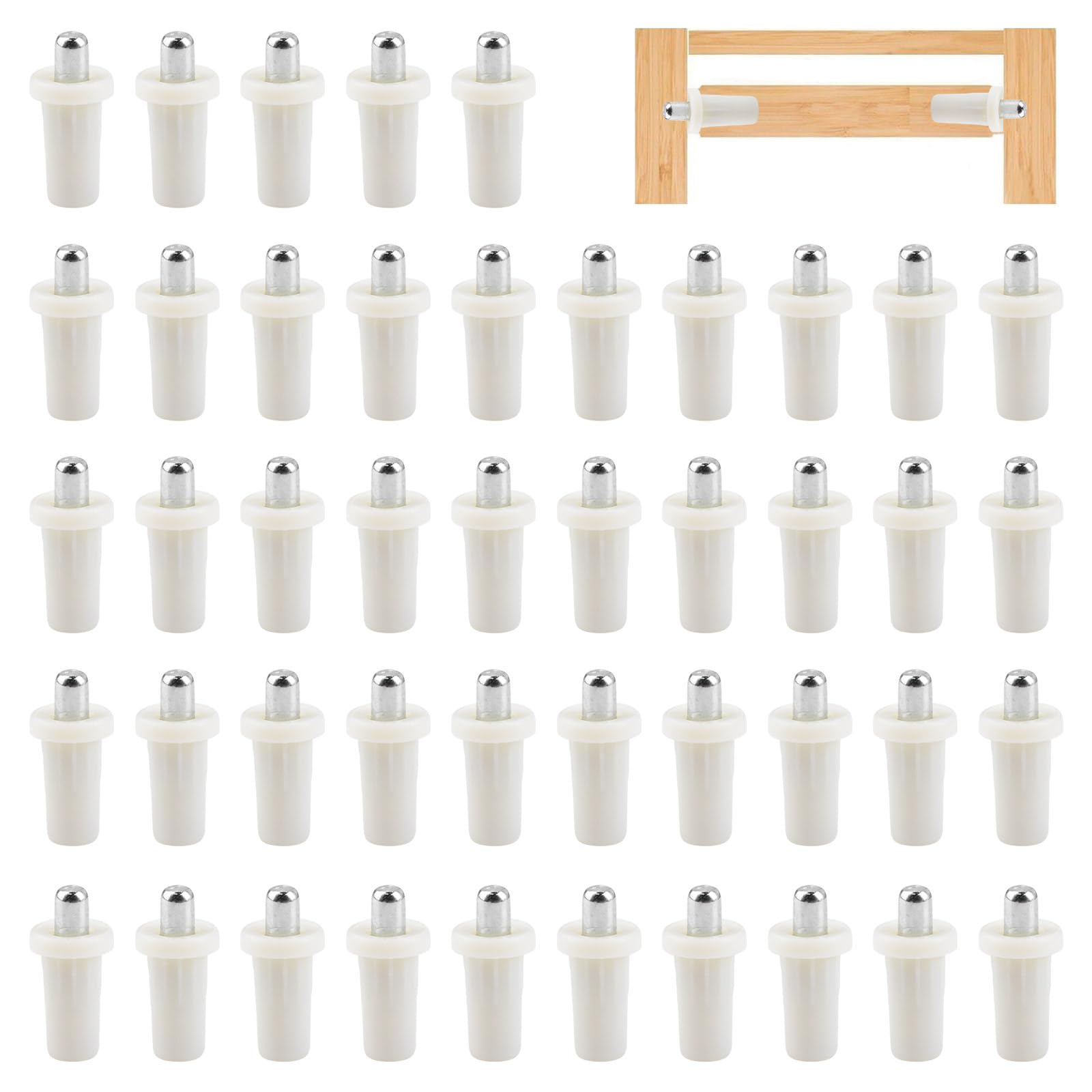 UFURMATE Spring Loaded Repair Pins, 45Pcs Metal Blinds Repair Pins Cabinet Door Repair Damper Replacement Repair Pins, Dia 7.5mm (White) — image 1