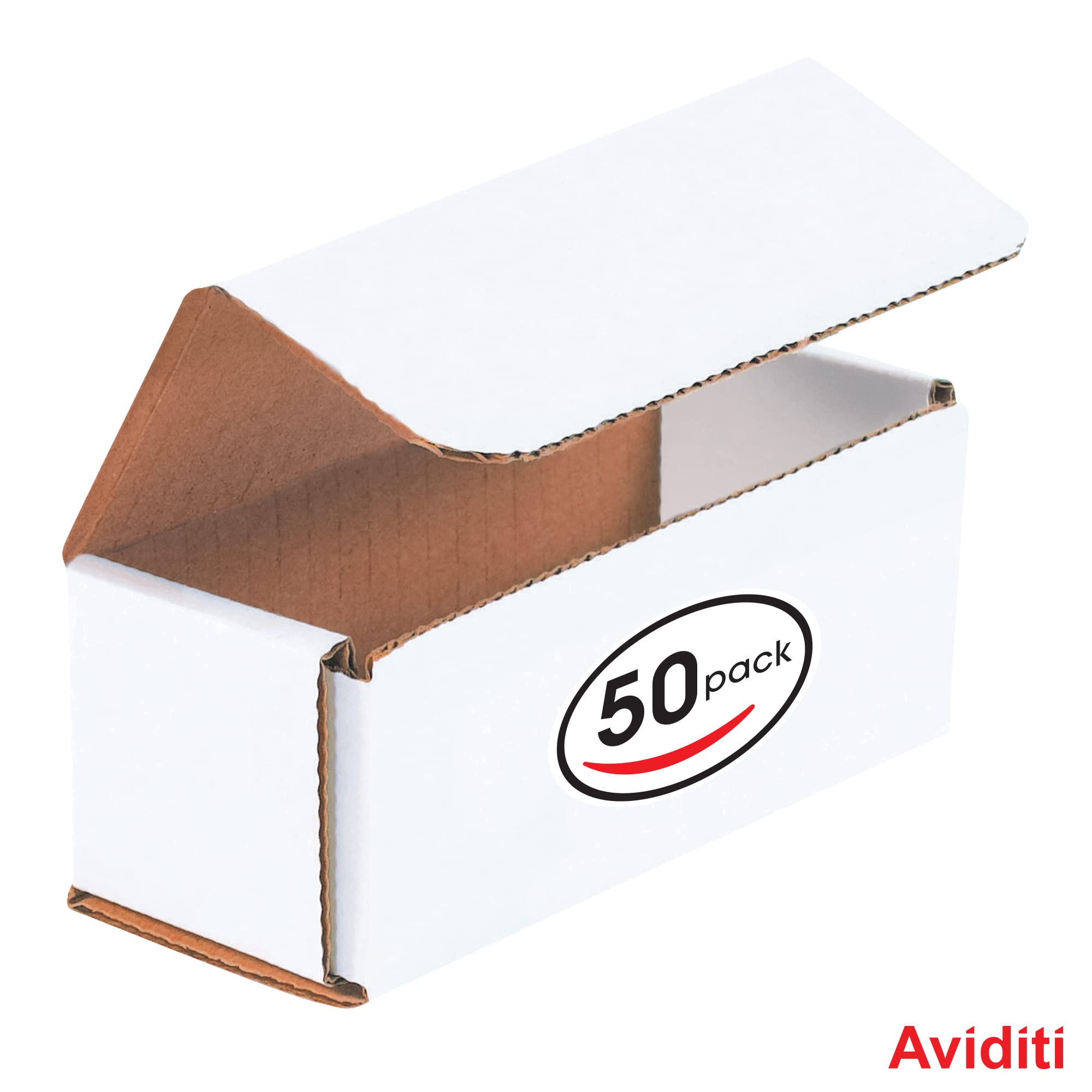 Aviditi White Corrugated Cardboard Mailing Boxes, 5" x 2" x 2", Pack of 50, Crush-Proof, for Shipping, Mailing and Storing