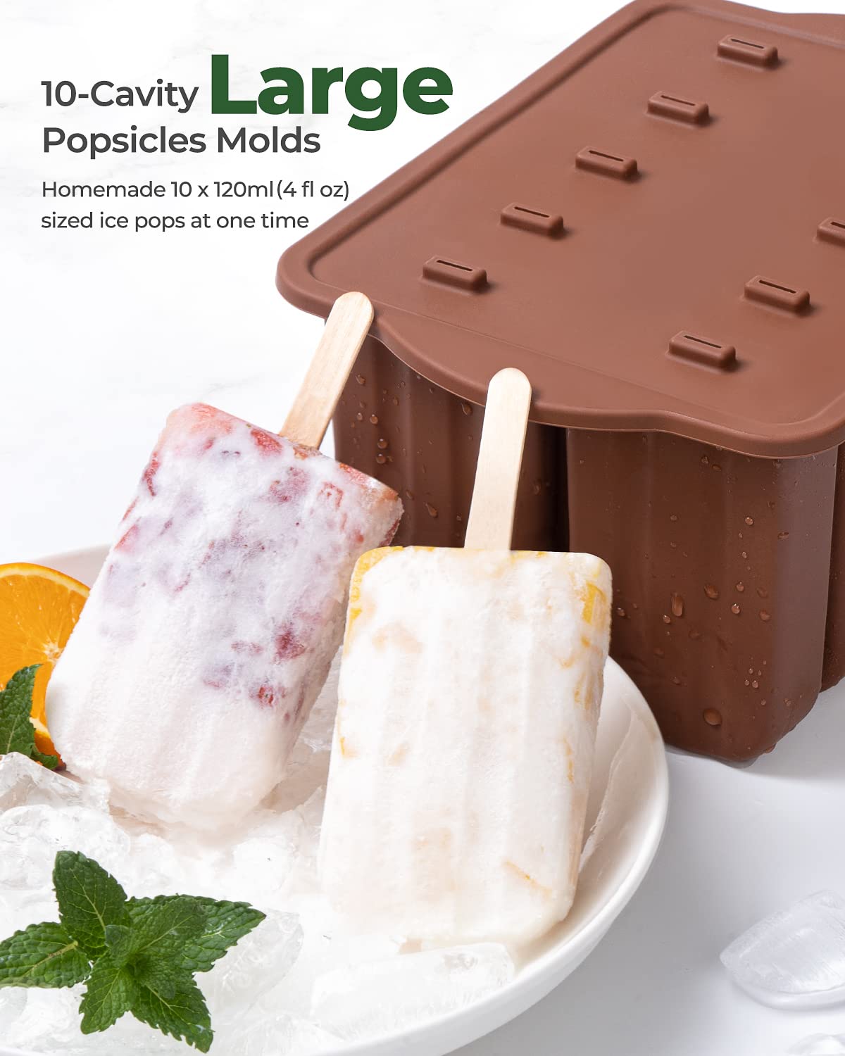 Stampi Ghiaccioli In Silicone 12 Cavità - Kit Per Fare Ghiaccioli Fatti In Casa | Con Bastoncini Di Legno E Sacchetti - Foto 2