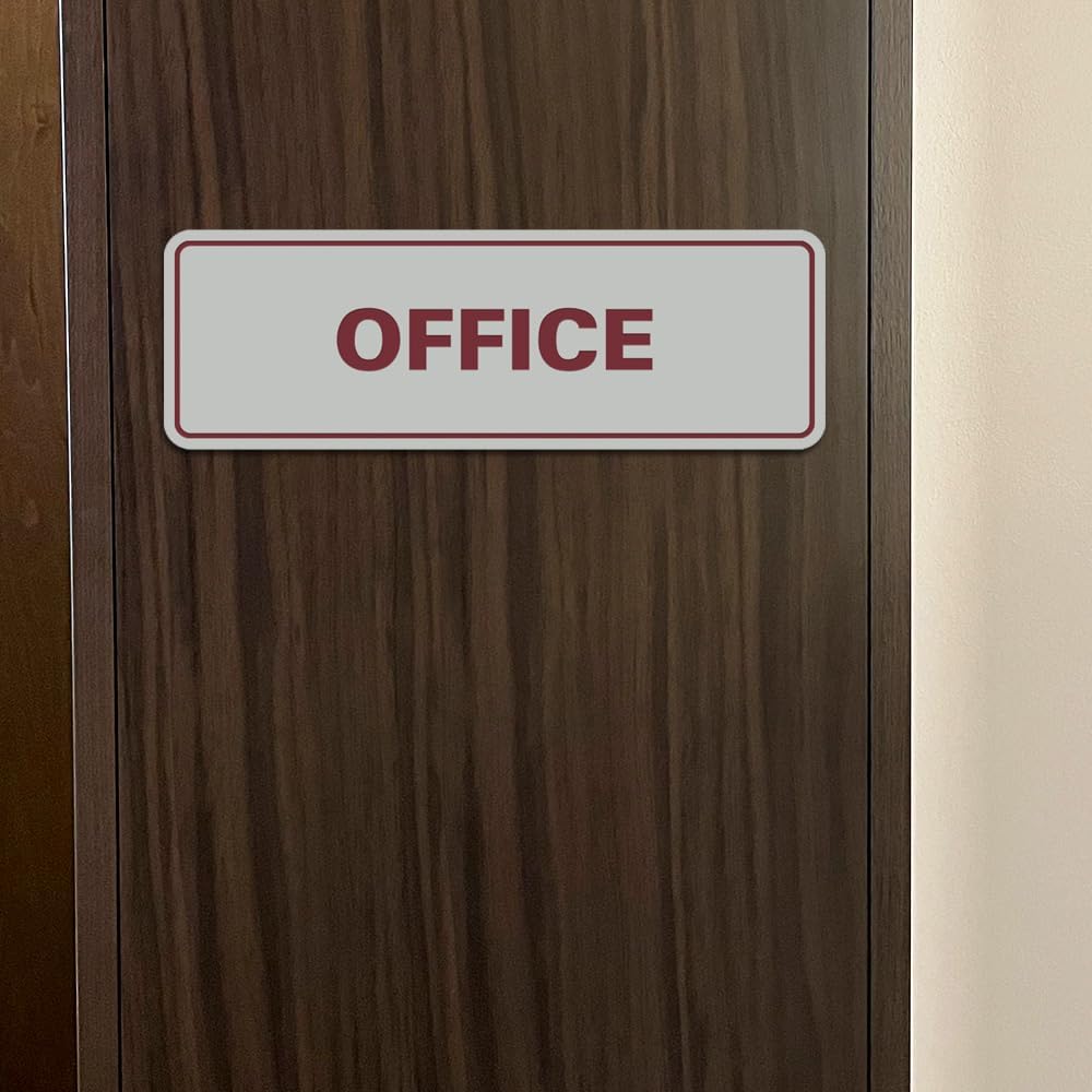Signs ByLITA Standard Office Sign - Professional Business Signage - Easy to Install (Brushed Silver) - Small 5 Pack