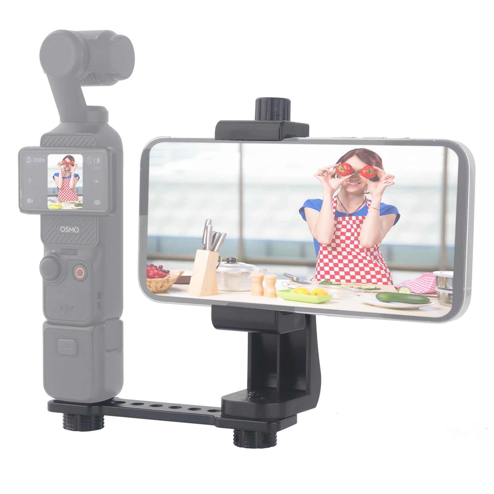 Rigdance Phone Holder for DJI Osmo Pocket 3, Pocket 3 Accessories Expansion Adapter with 1/4" Thread Hole Used with Tripod and Extension Rod