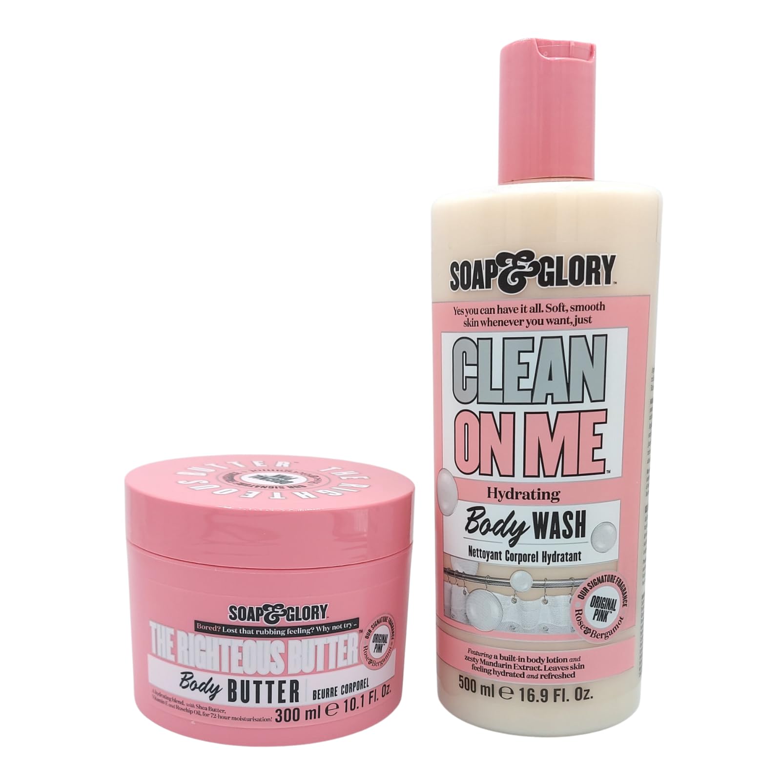 Soap and Glory Clean on Me Body Wash and Righteous Body Butter, 400 ml (Pack of 2)