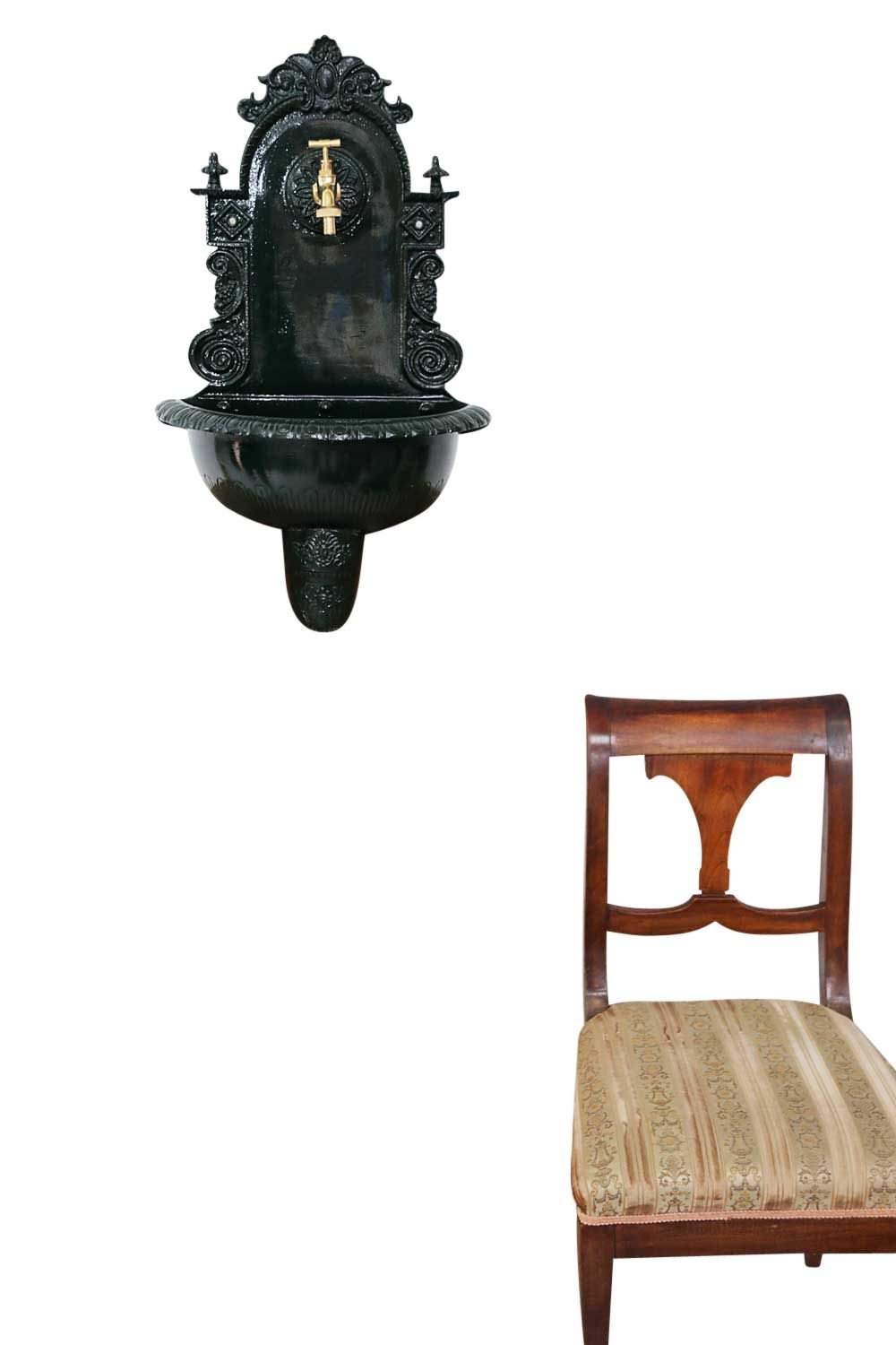 aubaho Fuente de Pared de la Fuente Aluminio 72cm Verde Estilo Antiguo